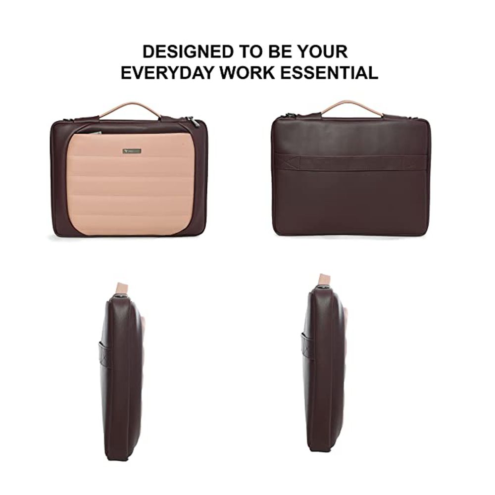 Dr. Vaku Lasa Chivelle Vegan Leather Laptop Sling Bag for 13 & 14 Inch Laptop (Water Resistant, Cherry/Pink)_9