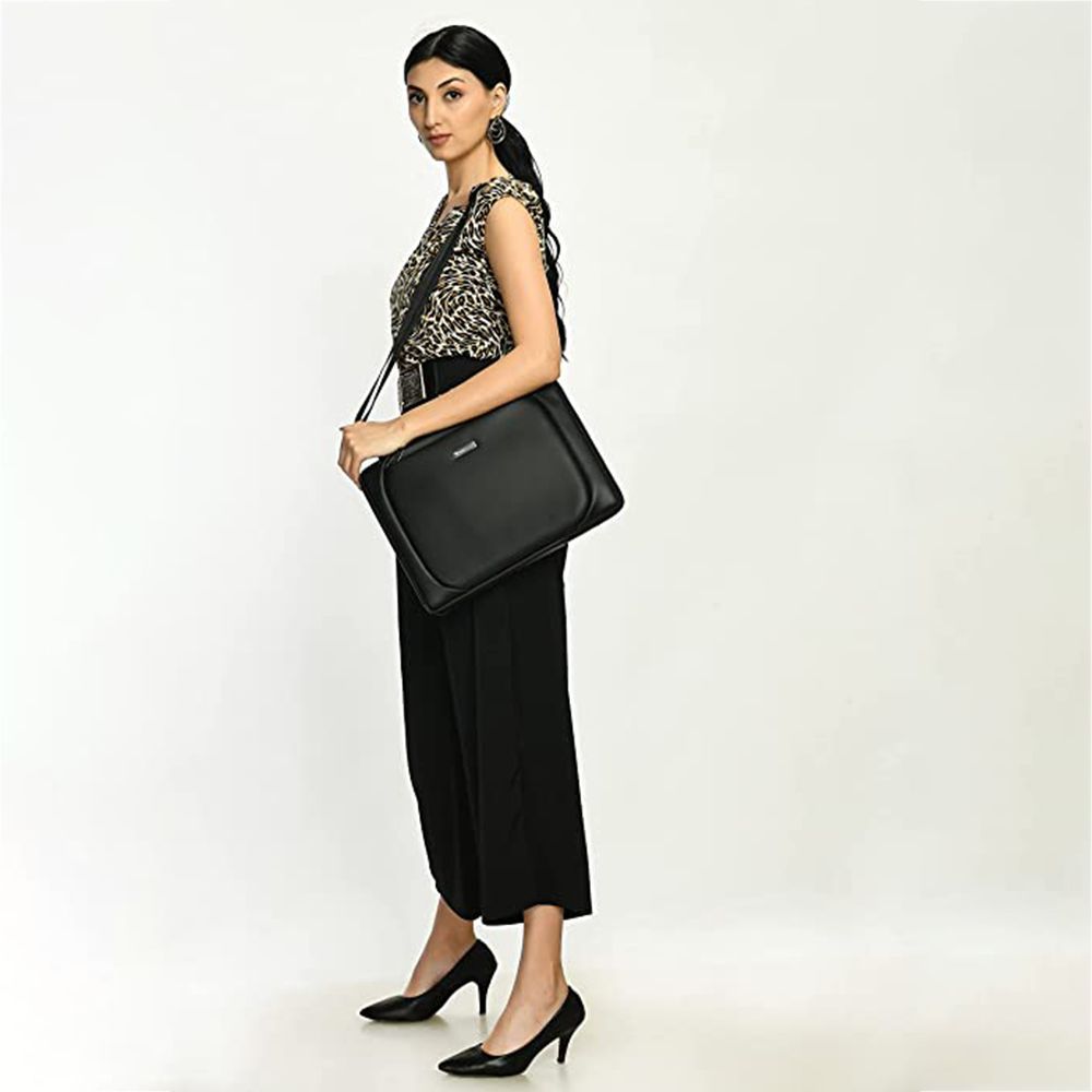 Dr. Vaku La Romani Polyurethane Leather Laptop Sling Bag for 14 Inch Laptop (Water Resistant, Black)_6