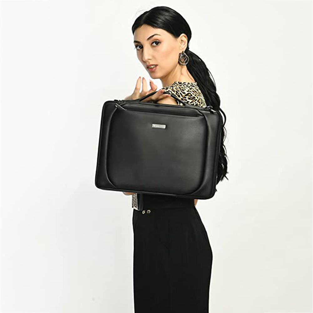 Dr. Vaku La Romani Polyurethane Leather Laptop Sling Bag for 14 Inch Laptop (Water Resistant, Black)_7