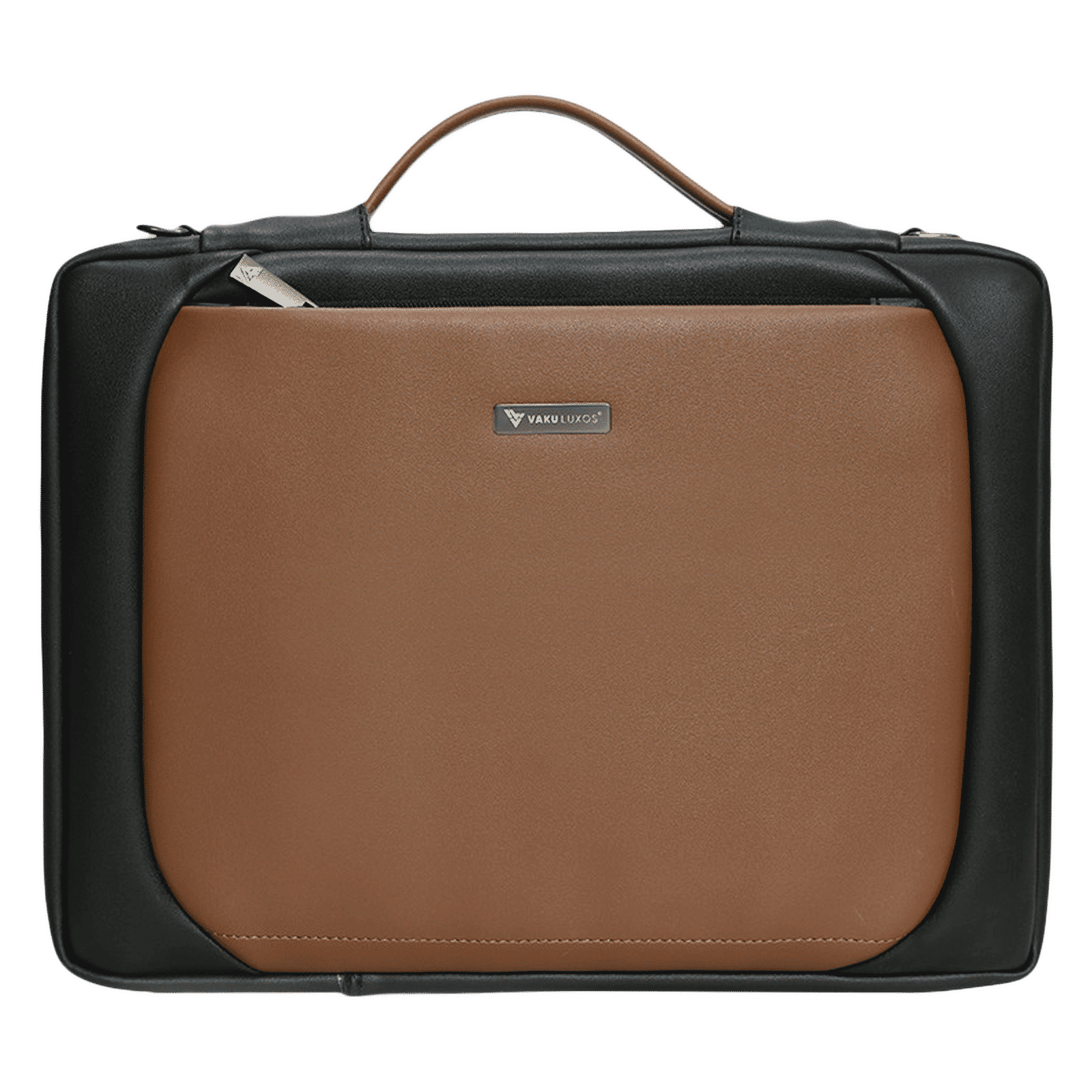 Dr. Vaku La Romani Polyurethane Leather Laptop Sling Bag for 14 Inch Laptop (Water Resistant, Camel/Black)_1