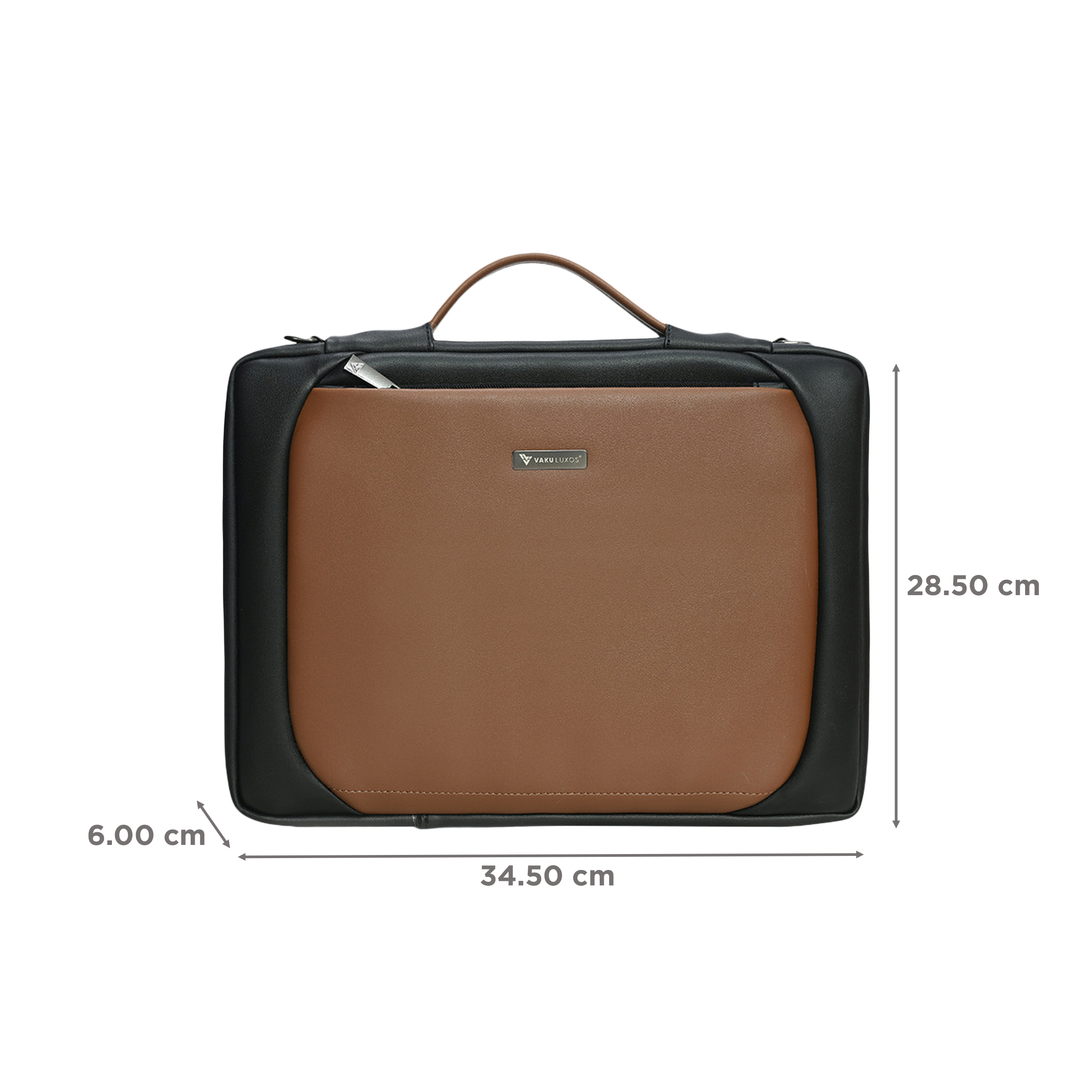 Dr. Vaku La Romani Polyurethane Leather Laptop Sling Bag for 14 Inch Laptop (Water Resistant, Camel/Black)_2