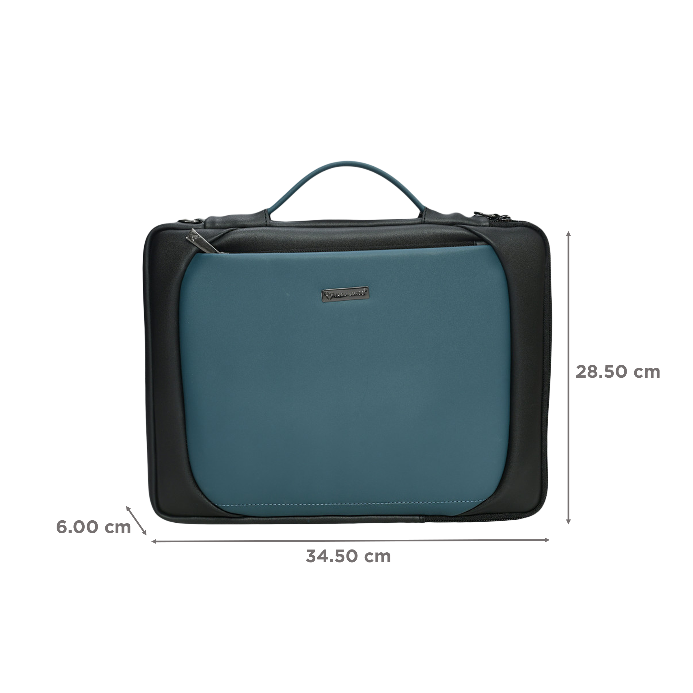 Dr. Vaku La Romani Polyurethane Leather Laptop Sling Bag for 14 Inch Laptop (Water Resistant, Blue/Black)_2