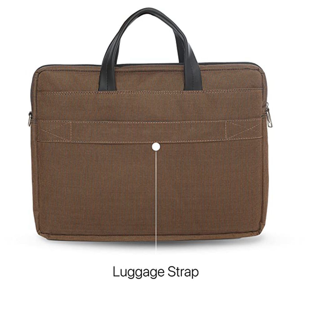 Dr. Vaku DA SALERNO Leather Laptop Sling Bag for 13 & 14 Inch Laptop (Water Resistant, Brown/Black)_8