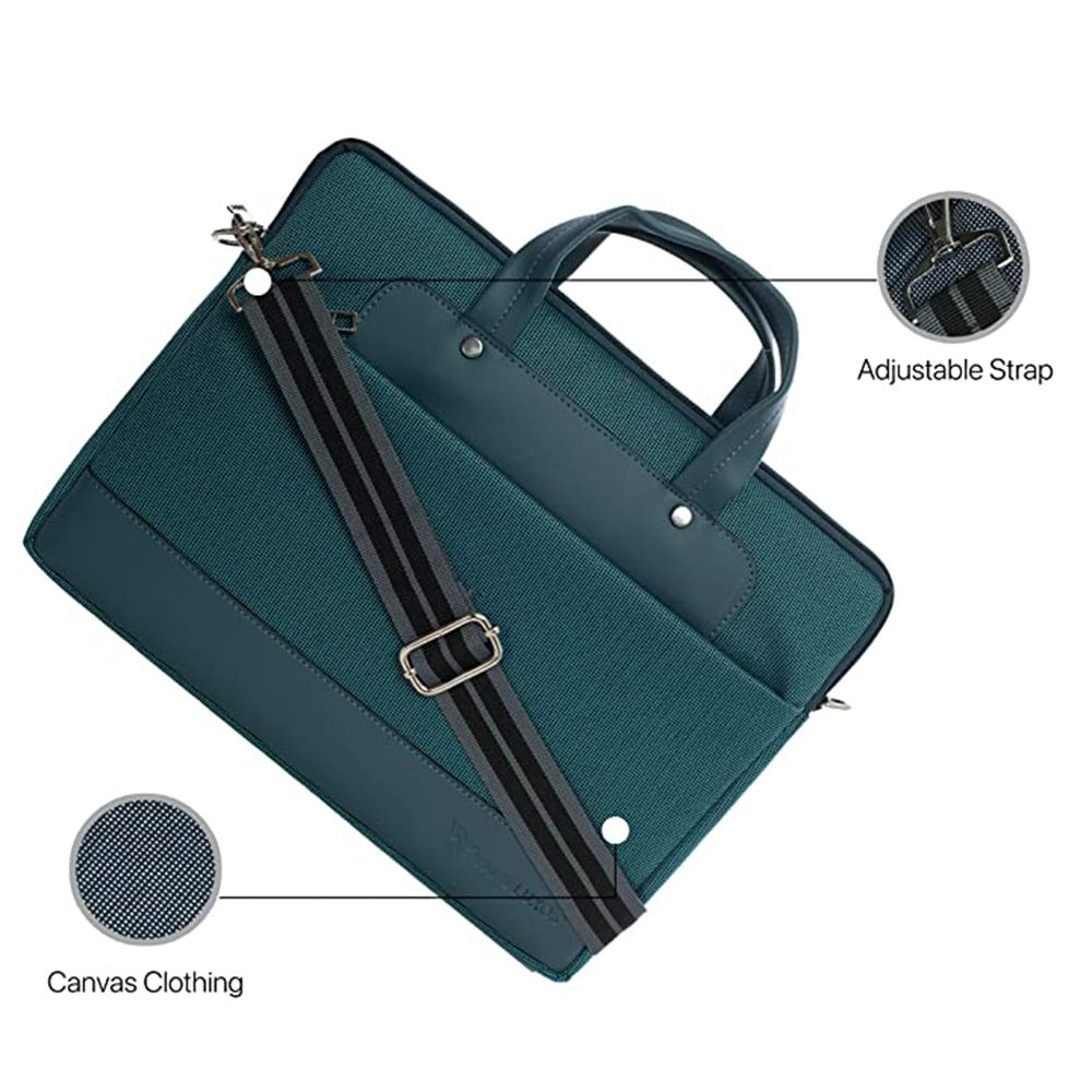 Dr. Vaku DA SALERNO Leather Laptop Sling Bag for 13 & 14 Inch Laptop (Water Resistant, Blue)_7
