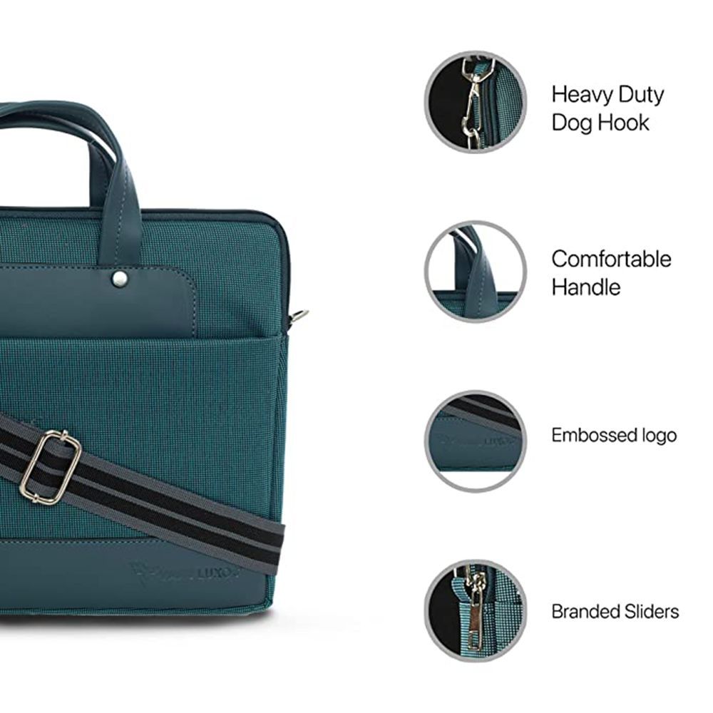 Dr. Vaku DA SALERNO Leather Laptop Sling Bag for 13 & 14 Inch Laptop (Water Resistant, Blue)_10