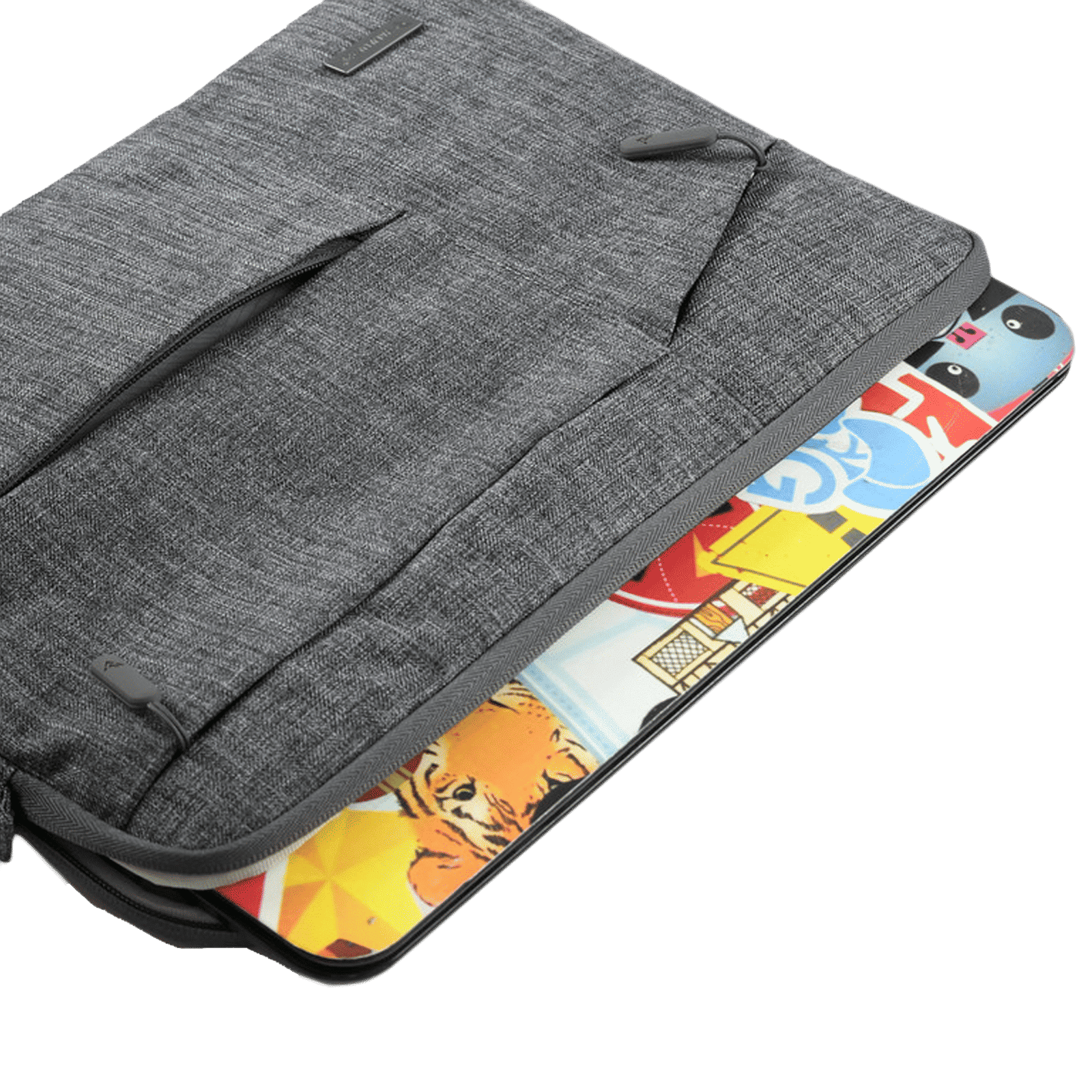 Dr. Vaku Geuite Series Polyester Fabric Laptop Sleeve for 14 Inch Laptop (6 L, Water Repellent, Grey)_6