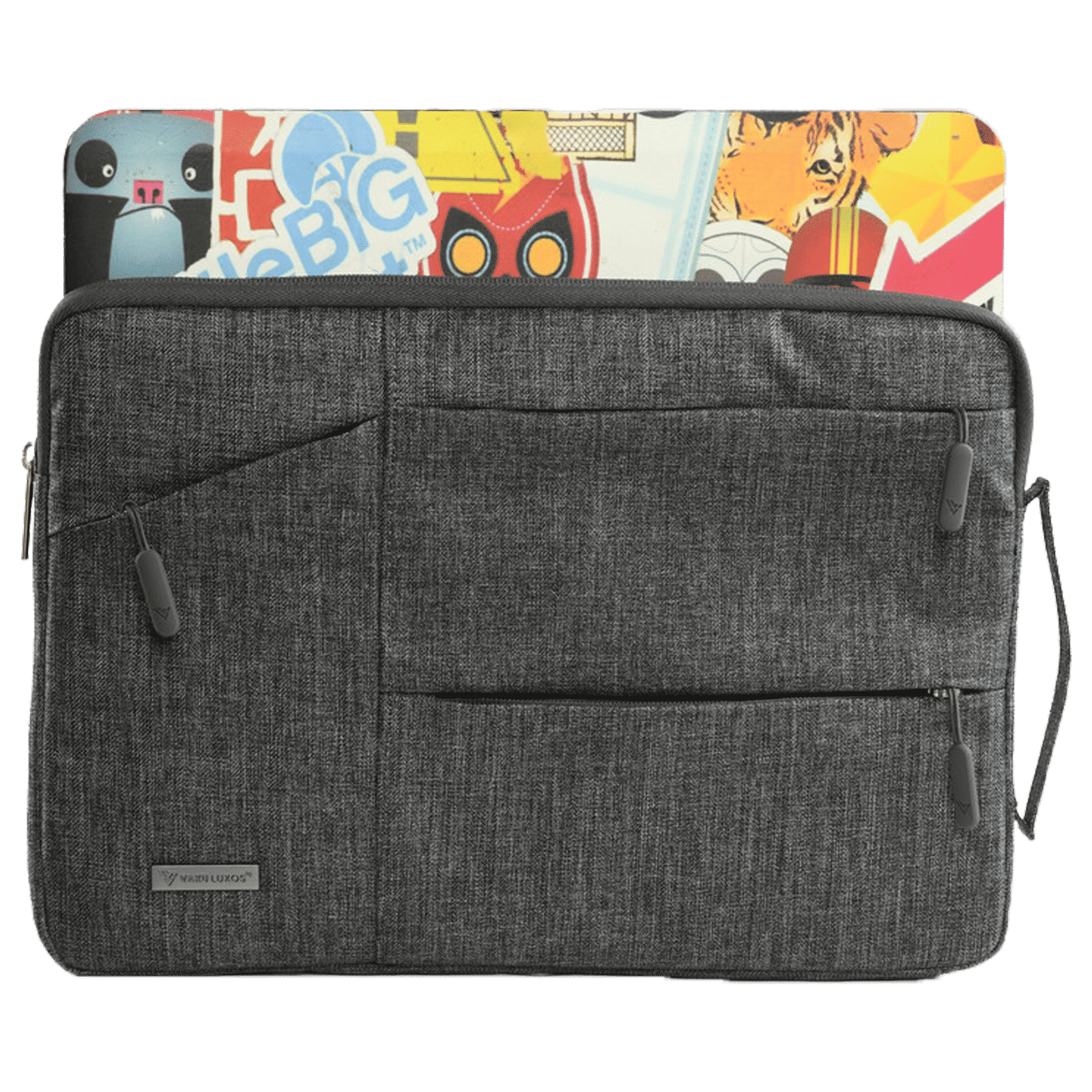 Dr. Vaku Geuite Series Polyester Fabric Laptop Sleeve for 14 Inch Laptop (6 L, Water Repellent, Grey)_4