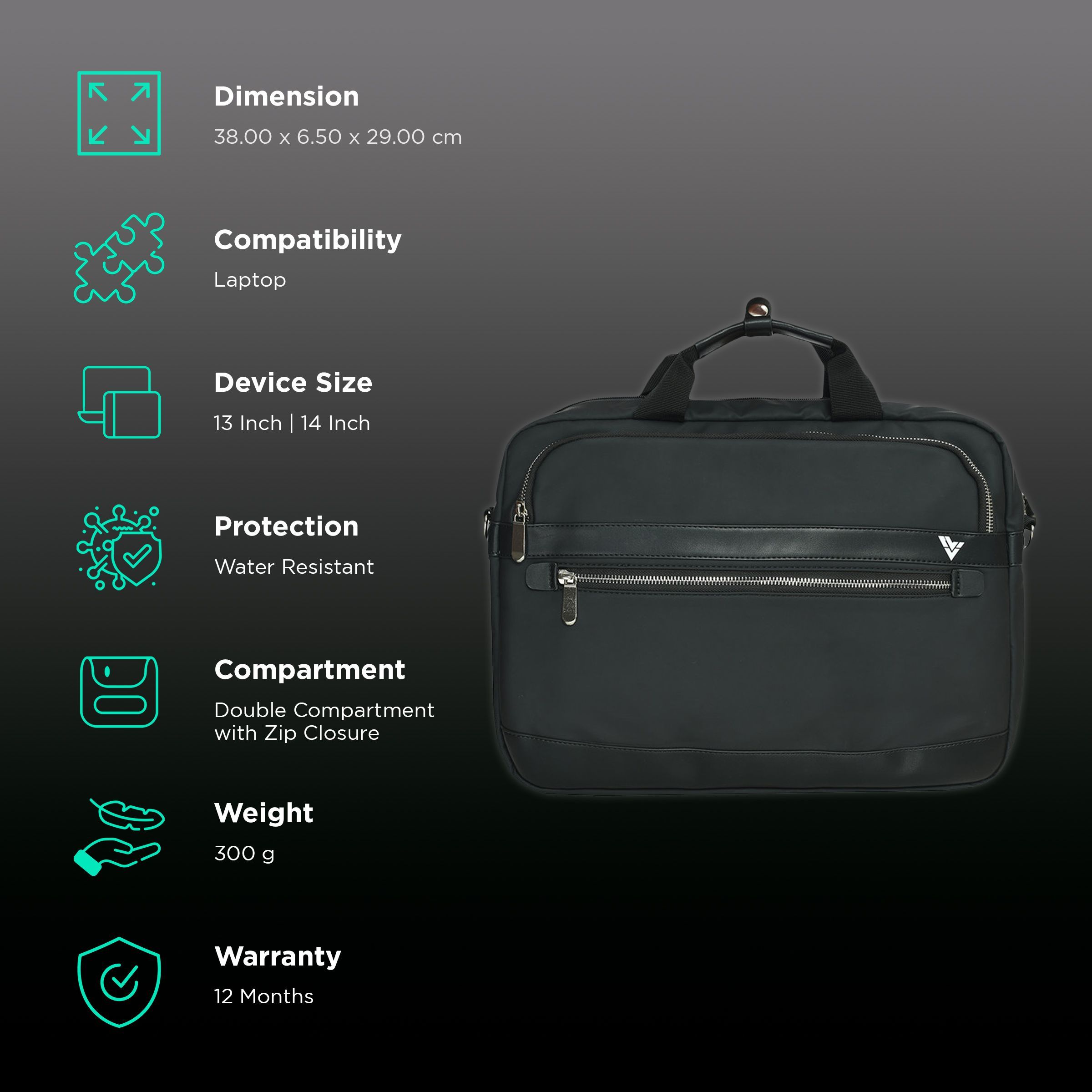 Dr. Vaku ORACLE Laptop Sling Bag for 13 & 14 Inch Laptop (Water Resistant, Black)_3