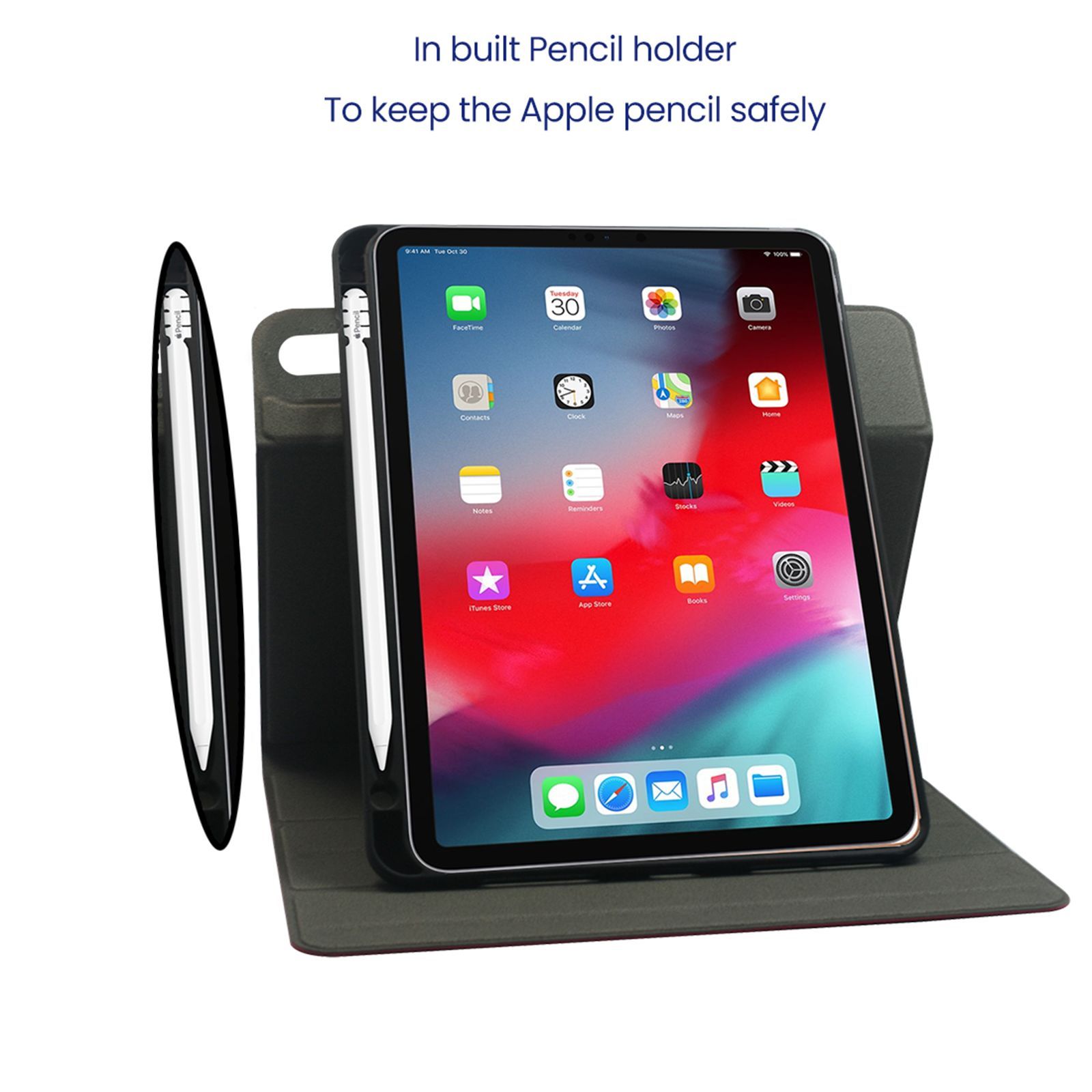 Stuffcool Flex Faux Leather Flip Cover for Apple iPad Pro 11 Inch (4th Gen) (Built-in Pencil Holder, Navy)_11