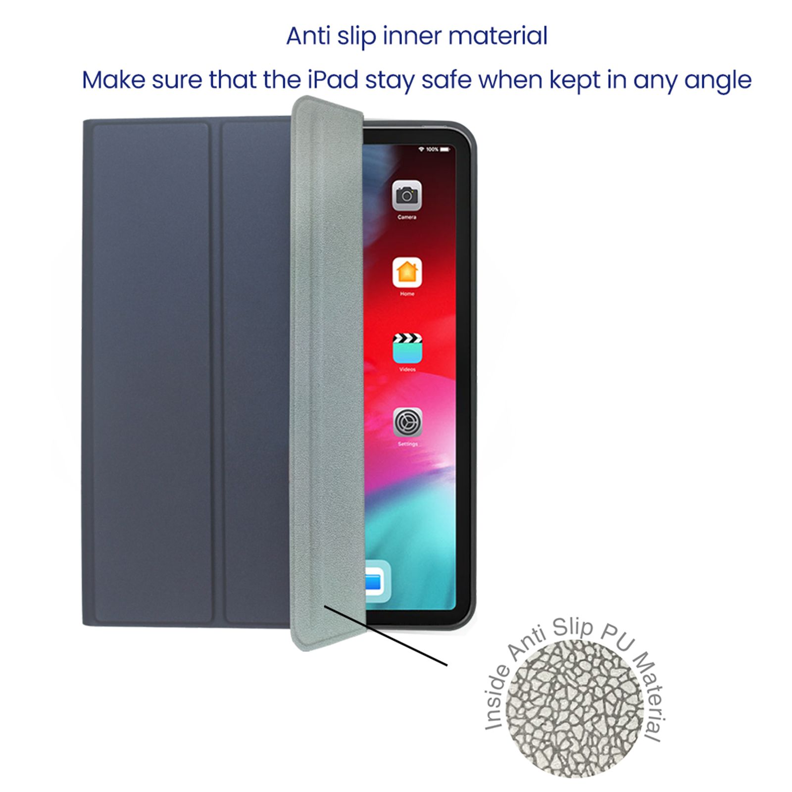 Stuffcool Flex Faux Leather Flip Cover for Apple iPad Pro 12.9 Inch (6th Gen) (Built-in Pencil Holder, Navy)_5