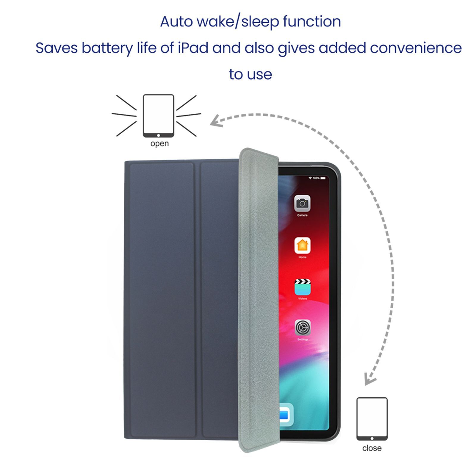 Stuffcool Flex Faux Leather Flip Cover for Apple iPad Pro 12.9 Inch (6th Gen) (Built-in Pencil Holder, Navy)_9