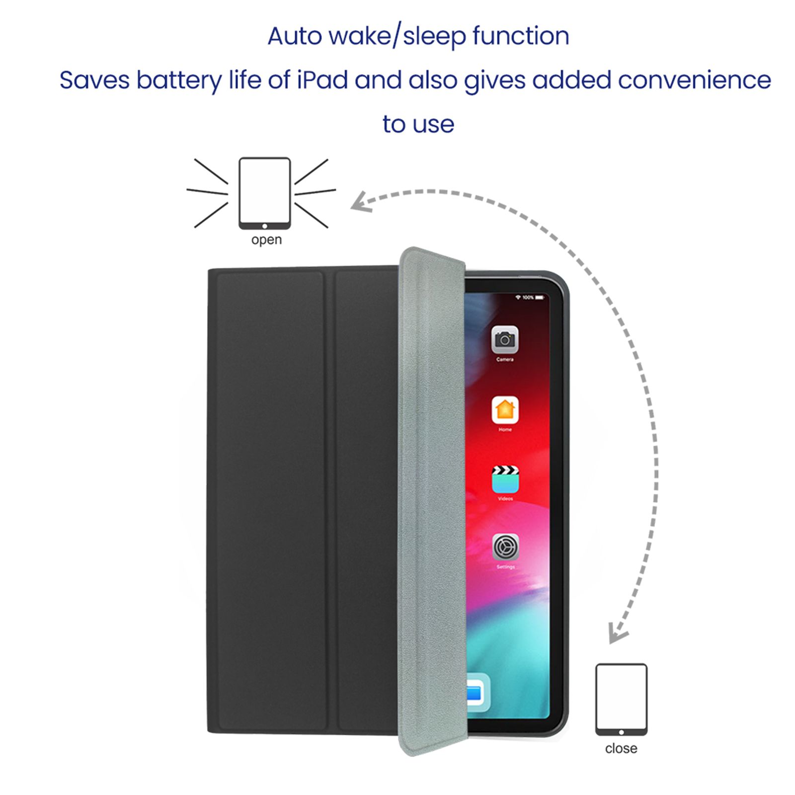 Stuffcool Flex Faux Leather Flip Cover for Apple iPad 10.2 Inch (9th Gen) (Built-in Pencil Holder, Black)_8