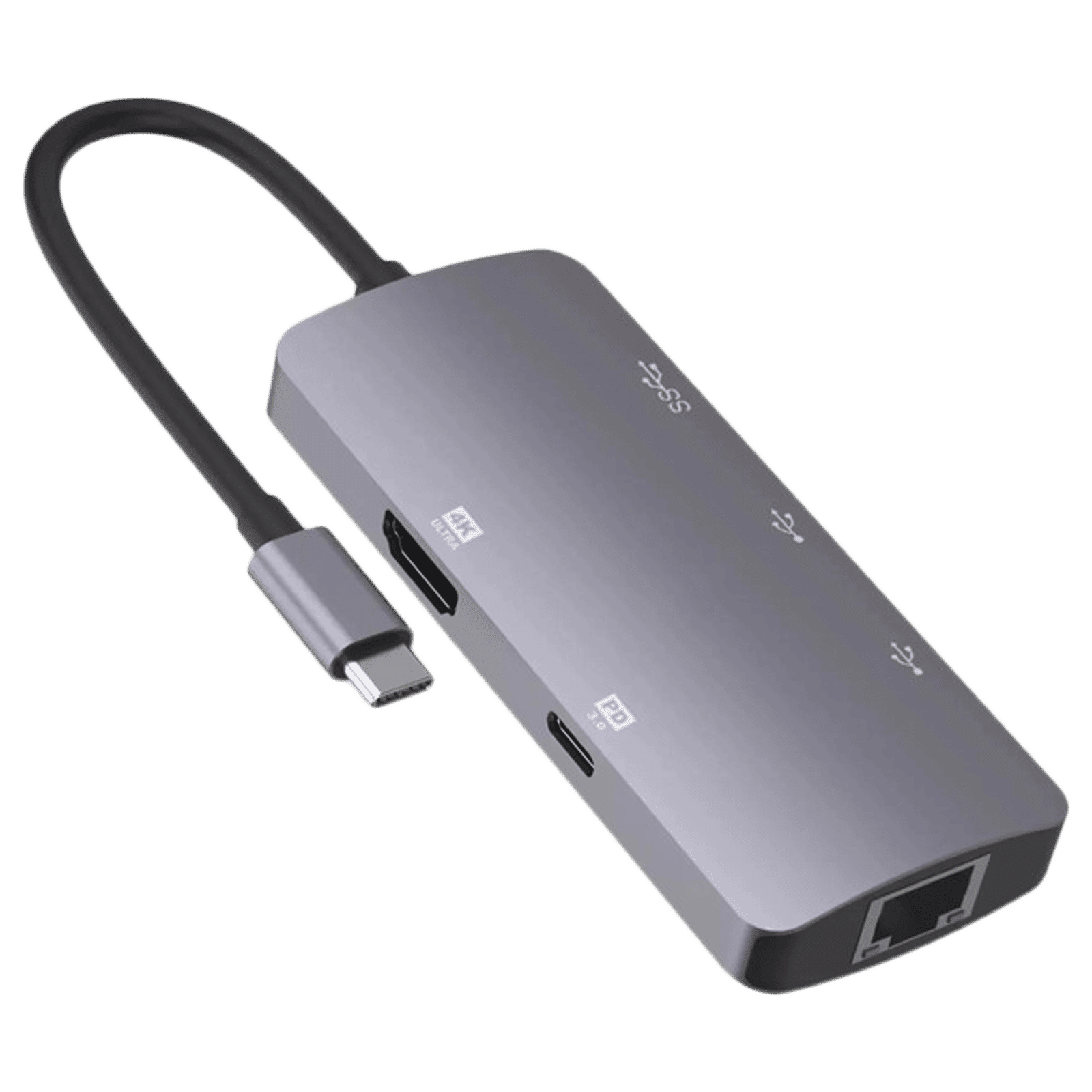 Dr. Vaku Hexon 2.0 6-in-1 USB 3.0 Type C to USB 2.0 Type A, USB 3.0 Type A, USB 3.0 Type C, HDMI Type A, RJ45 USB Hub (5 GbpsData Transfer Rate, Grey)_1