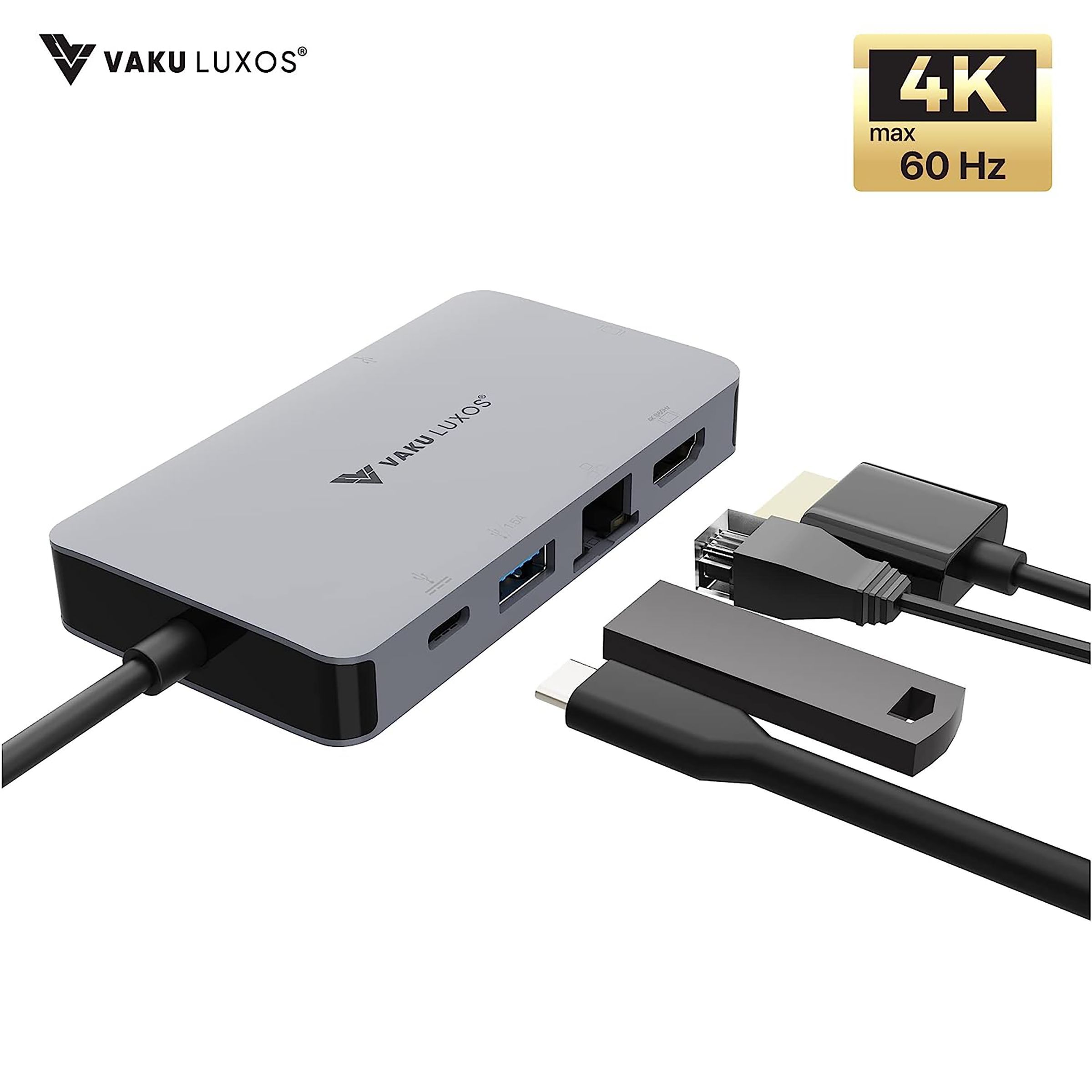 Dr. Vaku Ultron Rage 6-in-1 USB 3.0 Type C to USB Type C, USB 3.0 Type A, HDMI Type A, RJ45, VGA Port Docking Station (Heat Dissipation Technology, Grey)_7