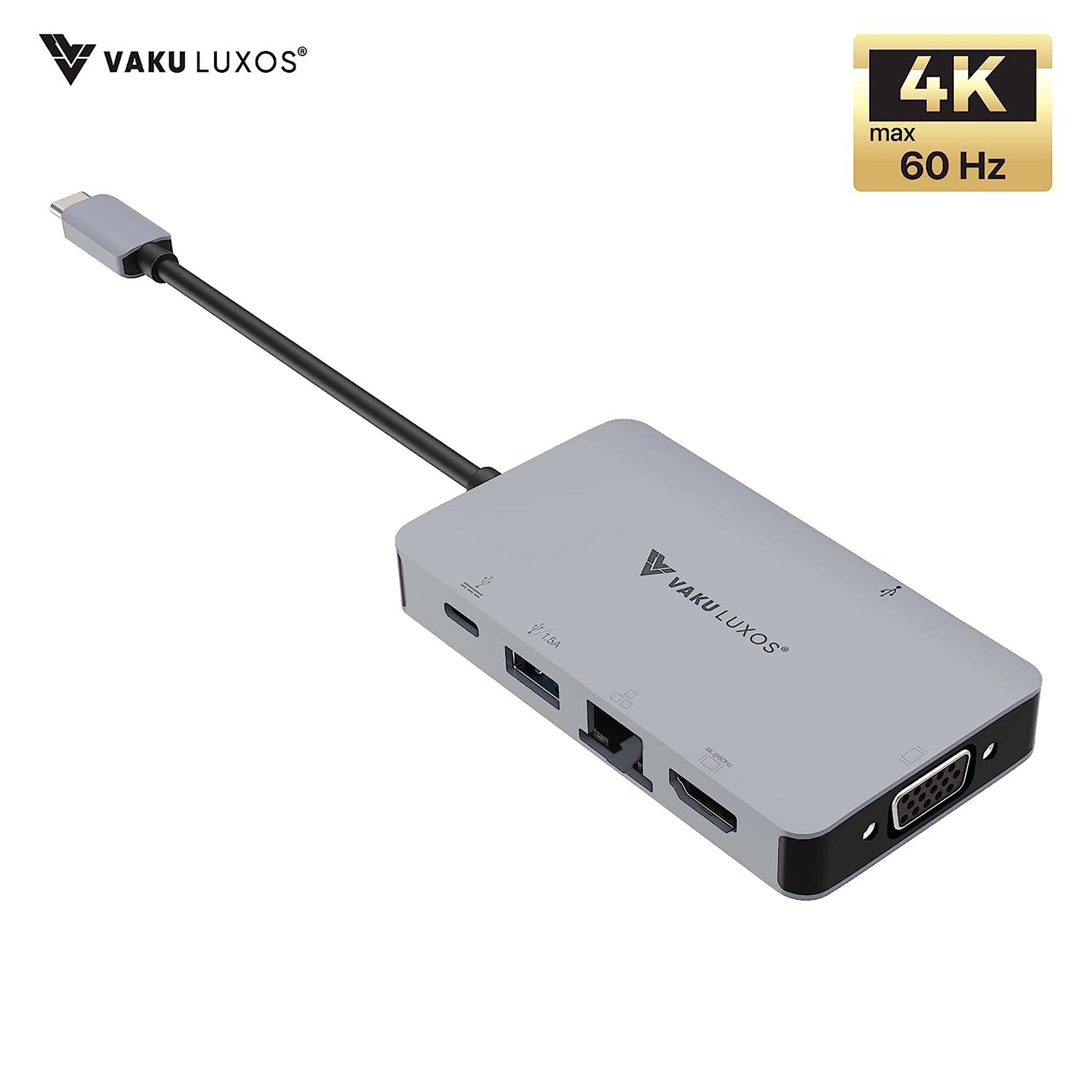 Dr. Vaku Ultron Rage 6-in-1 USB 3.0 Type C to USB Type C, USB 3.0 Type A, HDMI Type A, RJ45, VGA Port Docking Station (Heat Dissipation Technology, Grey)_9