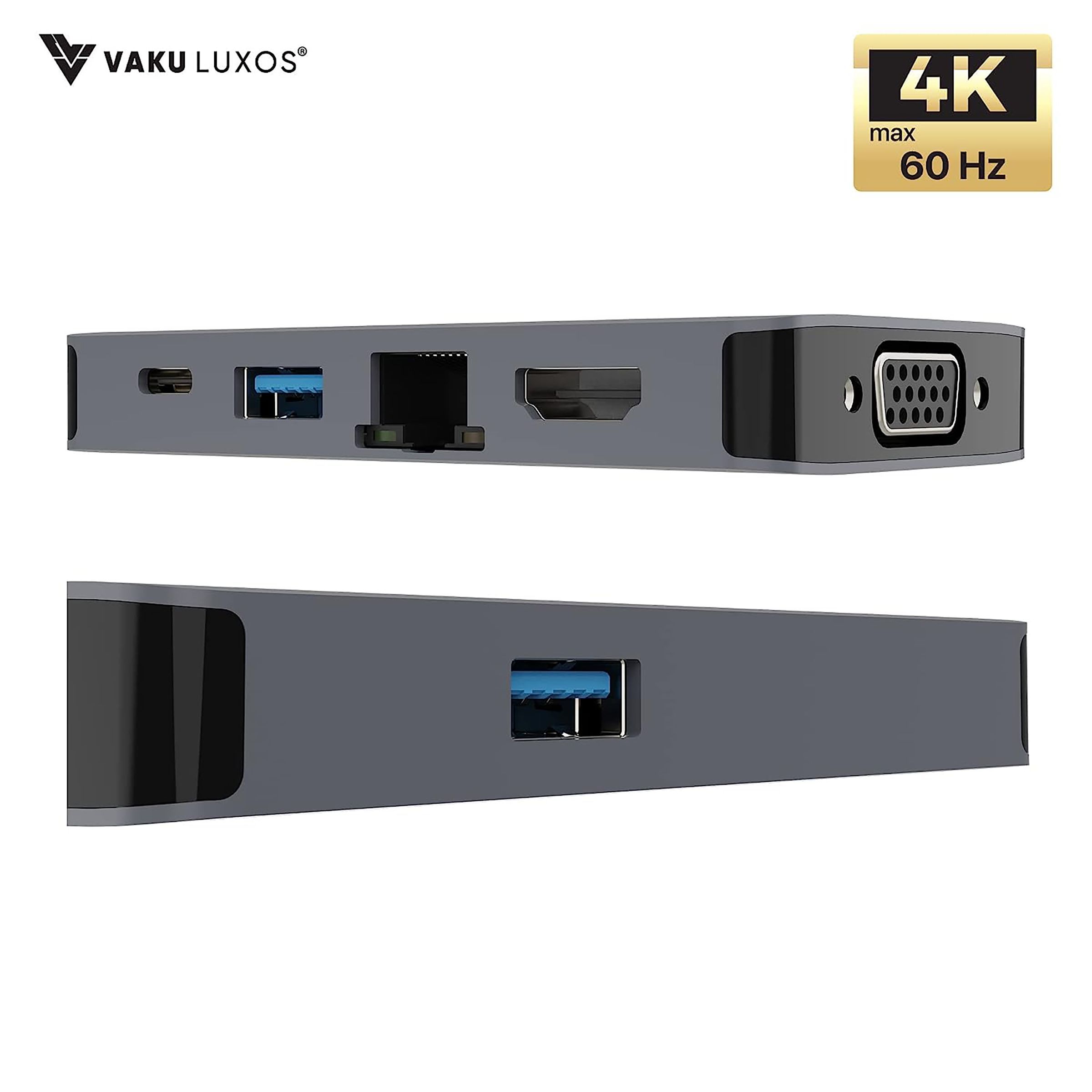 Dr. Vaku Ultron Rage 6-in-1 USB 3.0 Type C to USB Type C, USB 3.0 Type A, HDMI Type A, RJ45, VGA Port Docking Station (Heat Dissipation Technology, Grey)_5