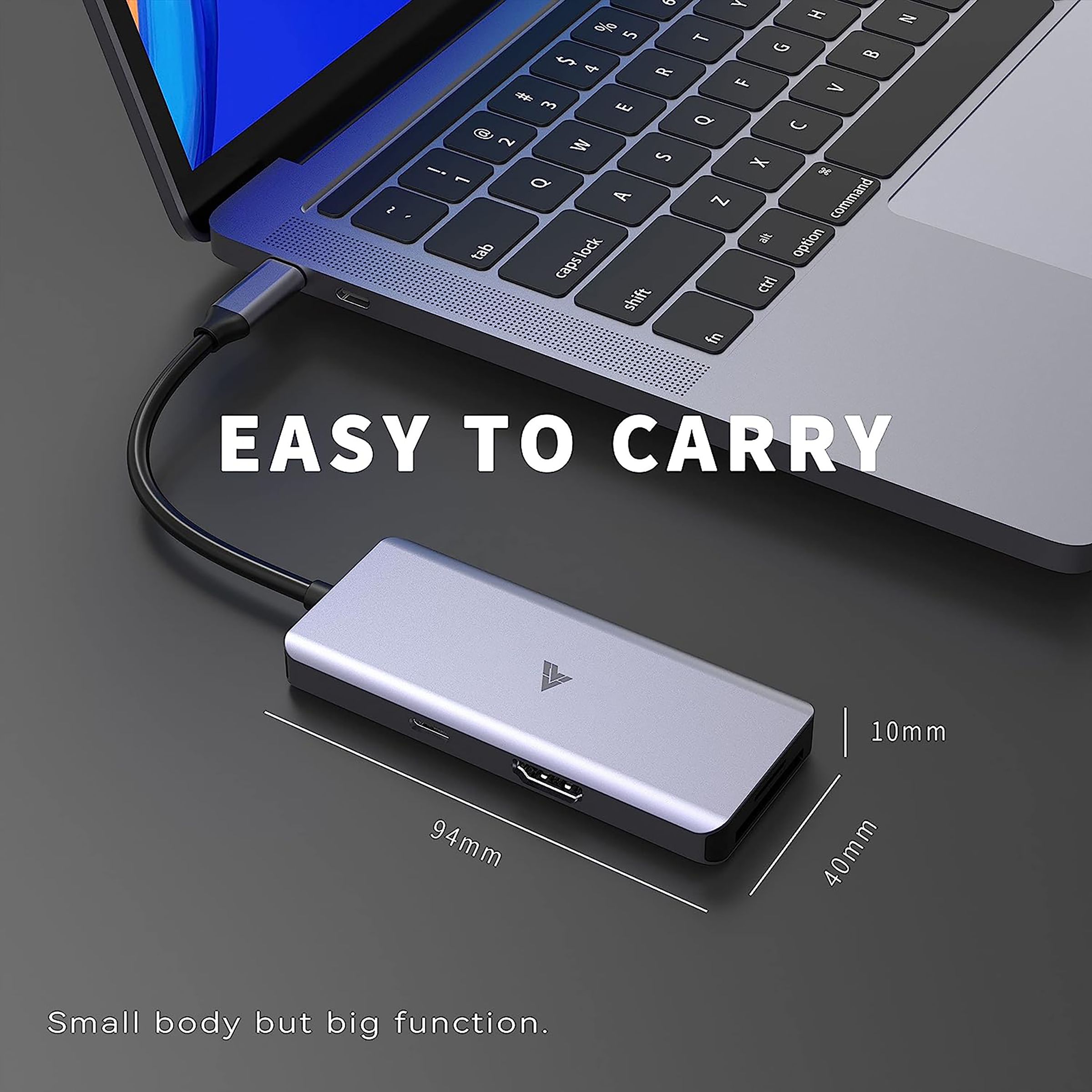 Dr. Vaku Sentinel 3.0 7-in-1 USB 3.0 Type C to USB 2.0 Type A, USB 3.0 Type C, HDMI Type A, SD Card Slot, TF Card Reader USB Hub (Compact & Portable Design, Grey)_8