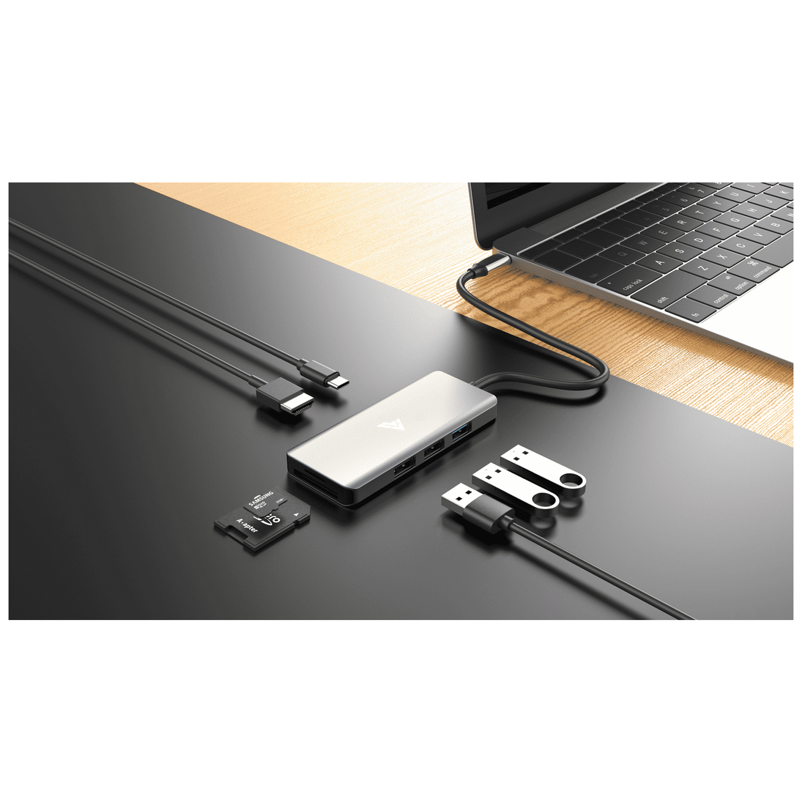 Dr. Vaku Sentinel 3.0 7-in-1 USB 3.0 Type C to USB 2.0 Type A, USB 3.0 Type C, HDMI Type A, SD Card Slot, TF Card Reader USB Hub (Compact & Portable Design, Grey)_10