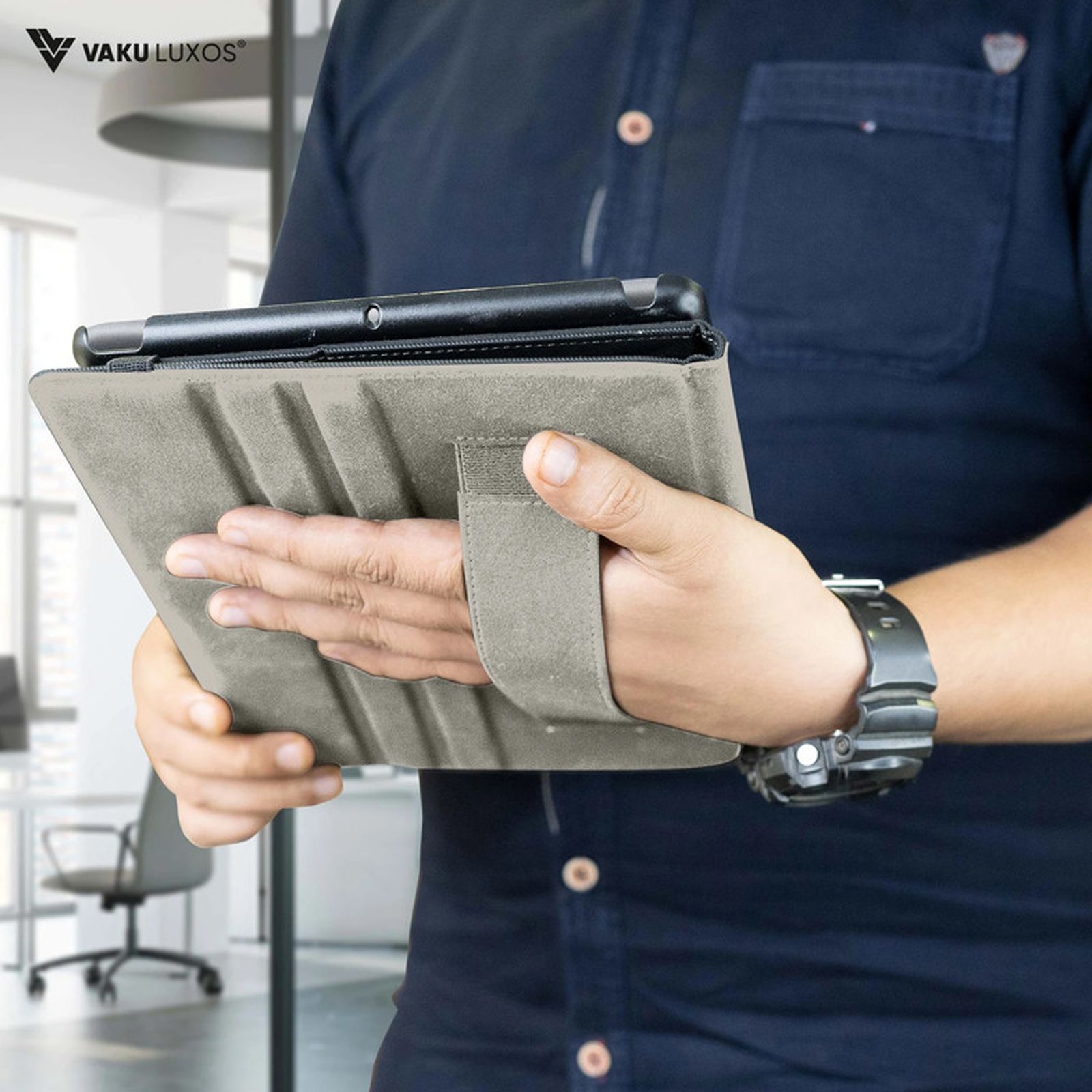 VAKU LUXOS TUNGSTEN TPU Flip Cover for Apple iPad Pro 11 Inch (Built-in Pencil Holder, Black)_3