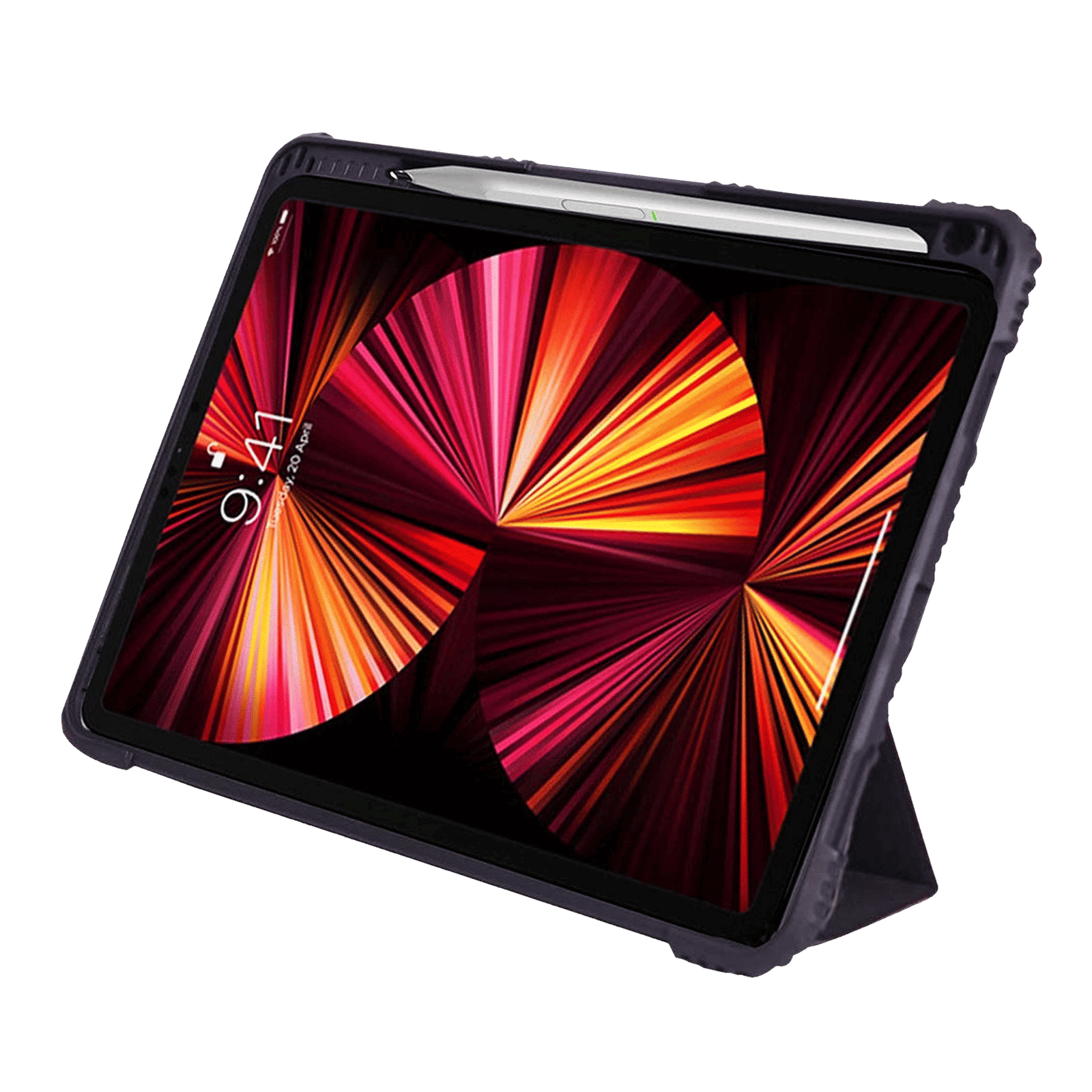 VAKU LUXOS Stalwart TPU & Leather Back Case For Apple iPad Pro 11 Inch, iPad Air 10.9 Inch with Smart Tri-Fold Pencil Holder (Magnetic Connection, Black)_4