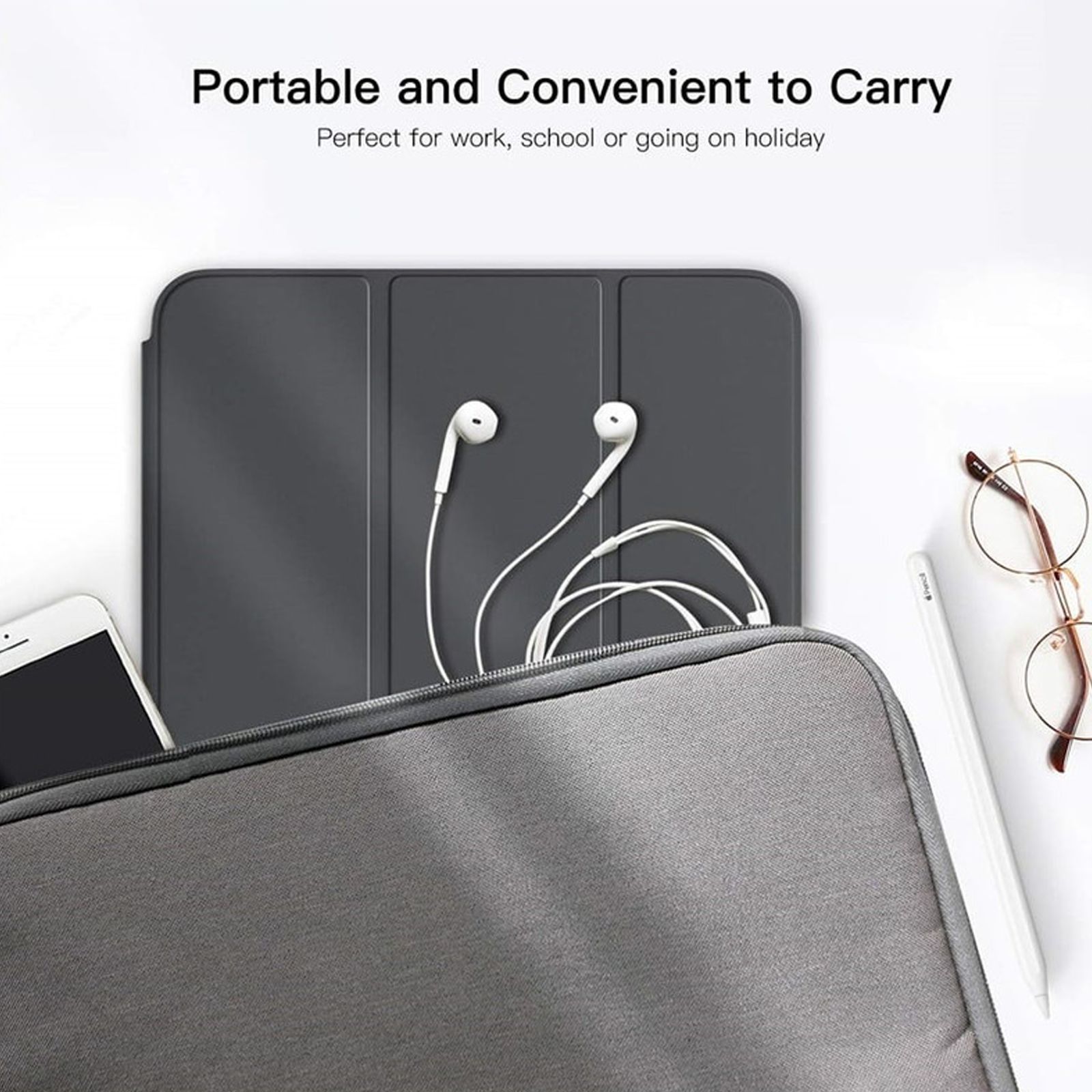 Vaku Stallion Series Microfiber Flip Cover for Apple iPad 10.2 Inch (7th, 8th, 9th Gen) (Built-in Pencil Holder, Black)_5