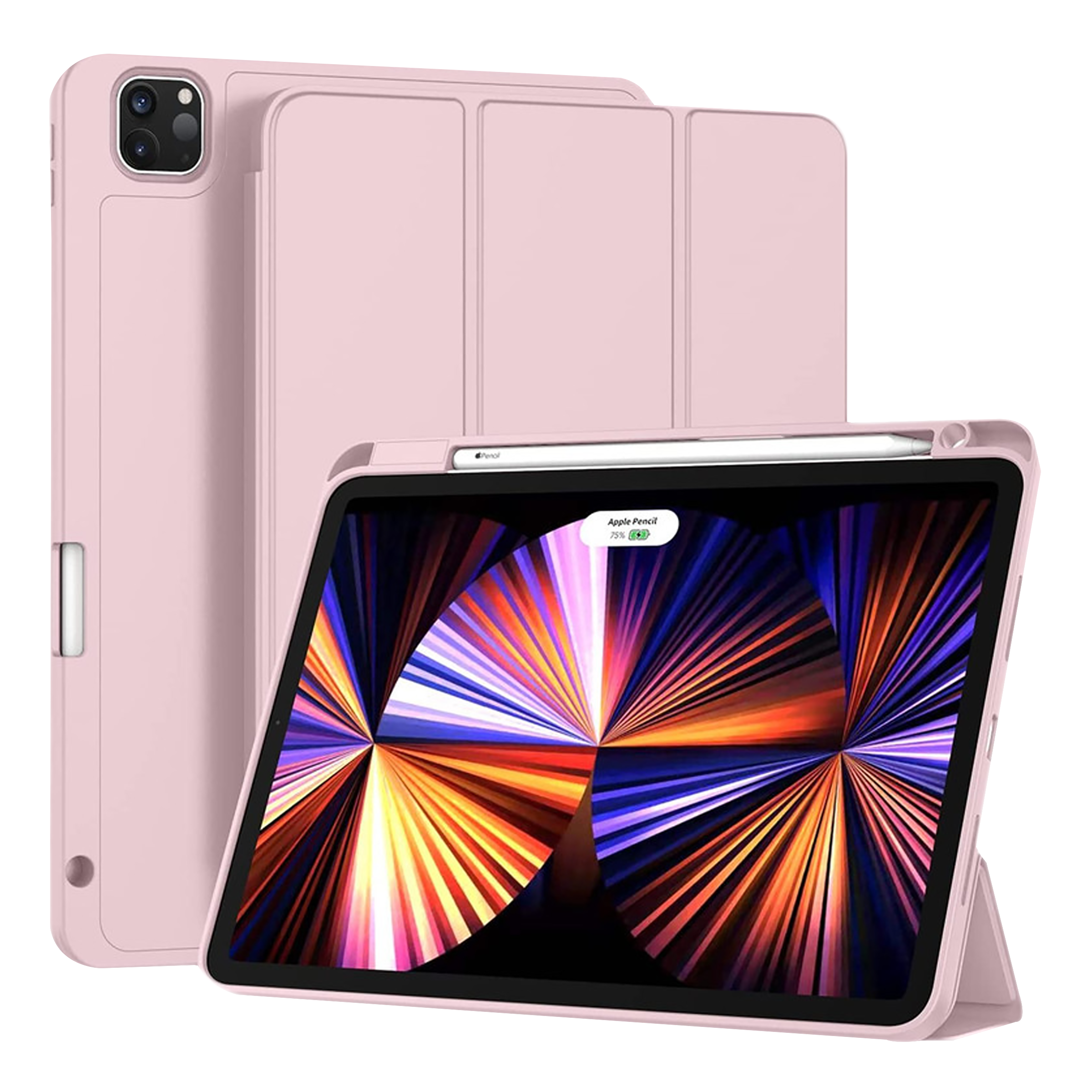 VAKU LUXOS Stallion Trifold Polyurethane Leather, Silicone Flip Cover for Apple iPad Pro 11 Inch, iPad Air (4th Gen) (Wireless Charging Support, Pink)_1