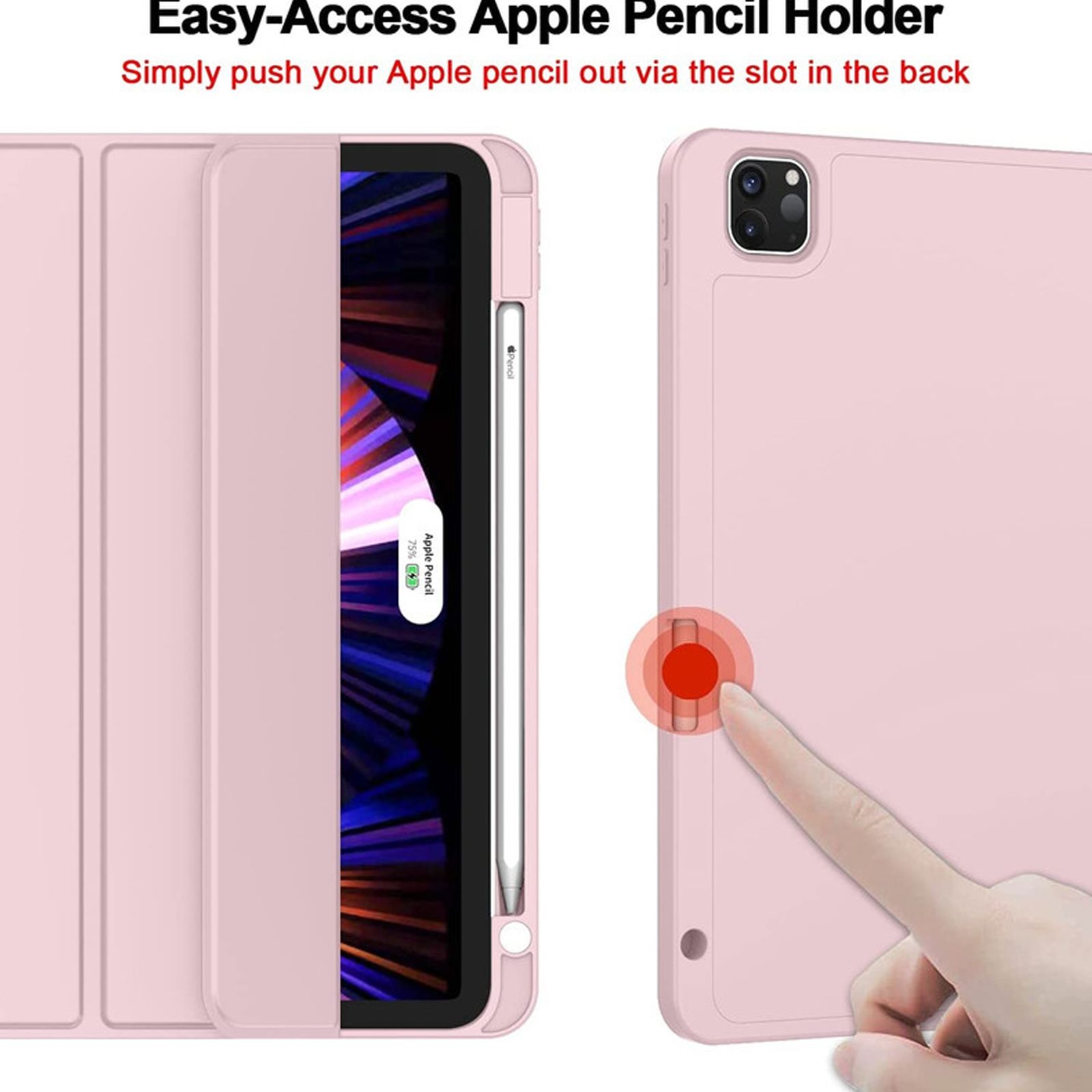 VAKU LUXOS Stallion Trifold Polyurethane Leather, Silicone Flip Cover for Apple iPad Pro 11 Inch, iPad Air (4th Gen) (Wireless Charging Support, Pink)_4