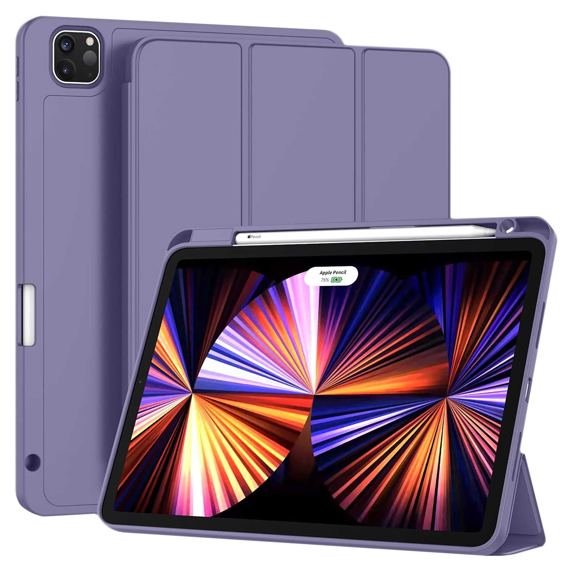 Vaku Stallion Trifold Polyurethane Leather, Silicone Flip Cover for Apple iPad Pro 11 Inch, iPad Air (4th Gen) (Wireless Charging Support, Purple)_1