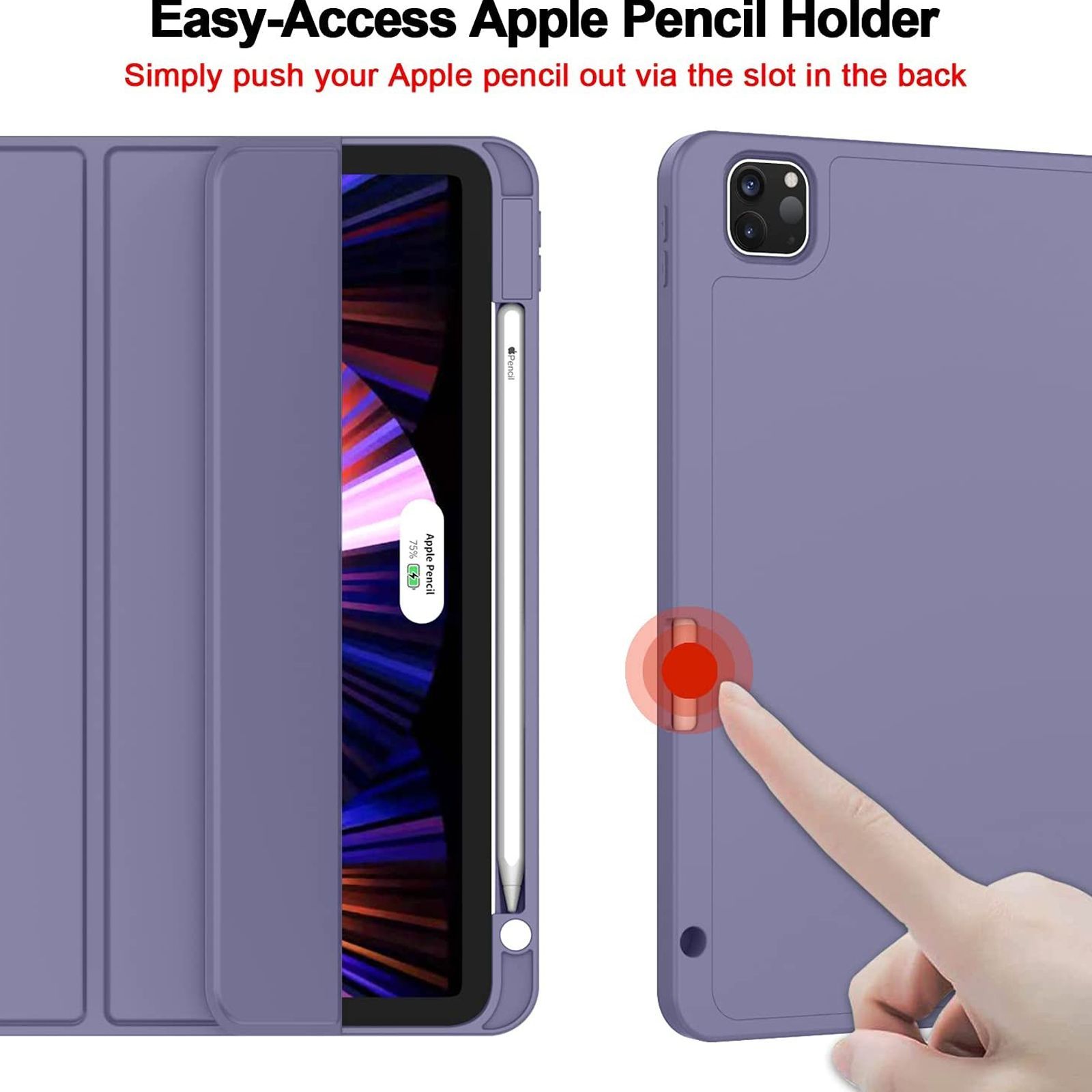 Vaku Stallion Trifold Polyurethane Leather, Silicone Flip Cover for Apple iPad Pro 11 Inch, iPad Air (4th Gen) (Wireless Charging Support, Purple)_3