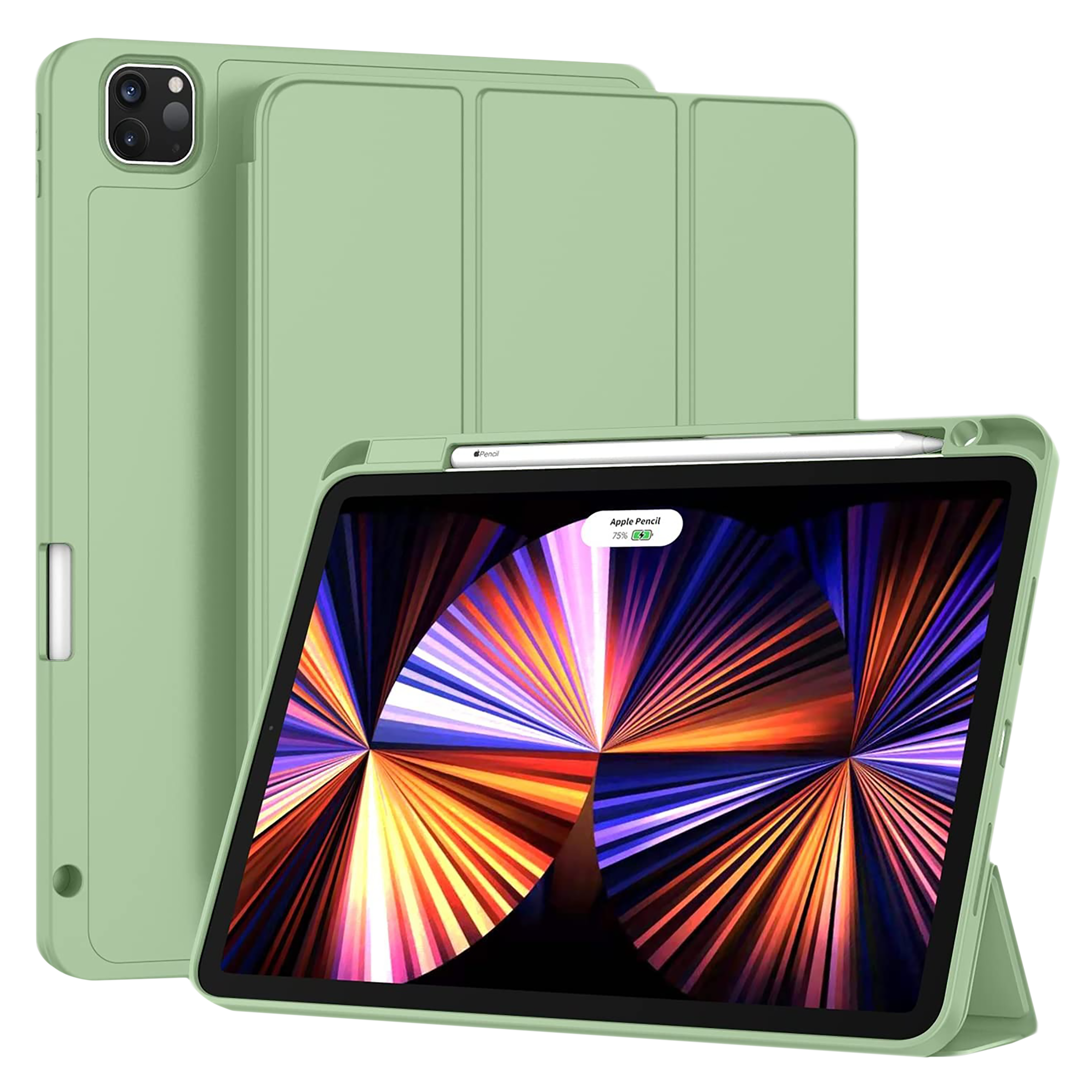 Vaku Stallion Trifold Polyurethane Leather, Silicone Flip Cover for Apple iPad Pro 11 Inch, iPad Air (4th Gen) (Wireless Charging Support, Green)_1