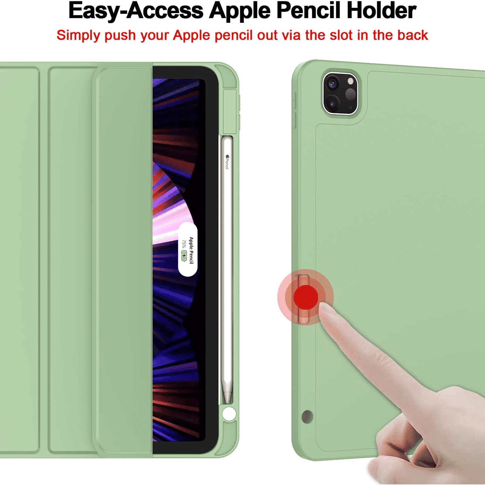 Vaku Stallion Trifold Polyurethane Leather, Silicone Flip Cover for Apple iPad Pro 11 Inch, iPad Air (4th Gen) (Wireless Charging Support, Green)_4