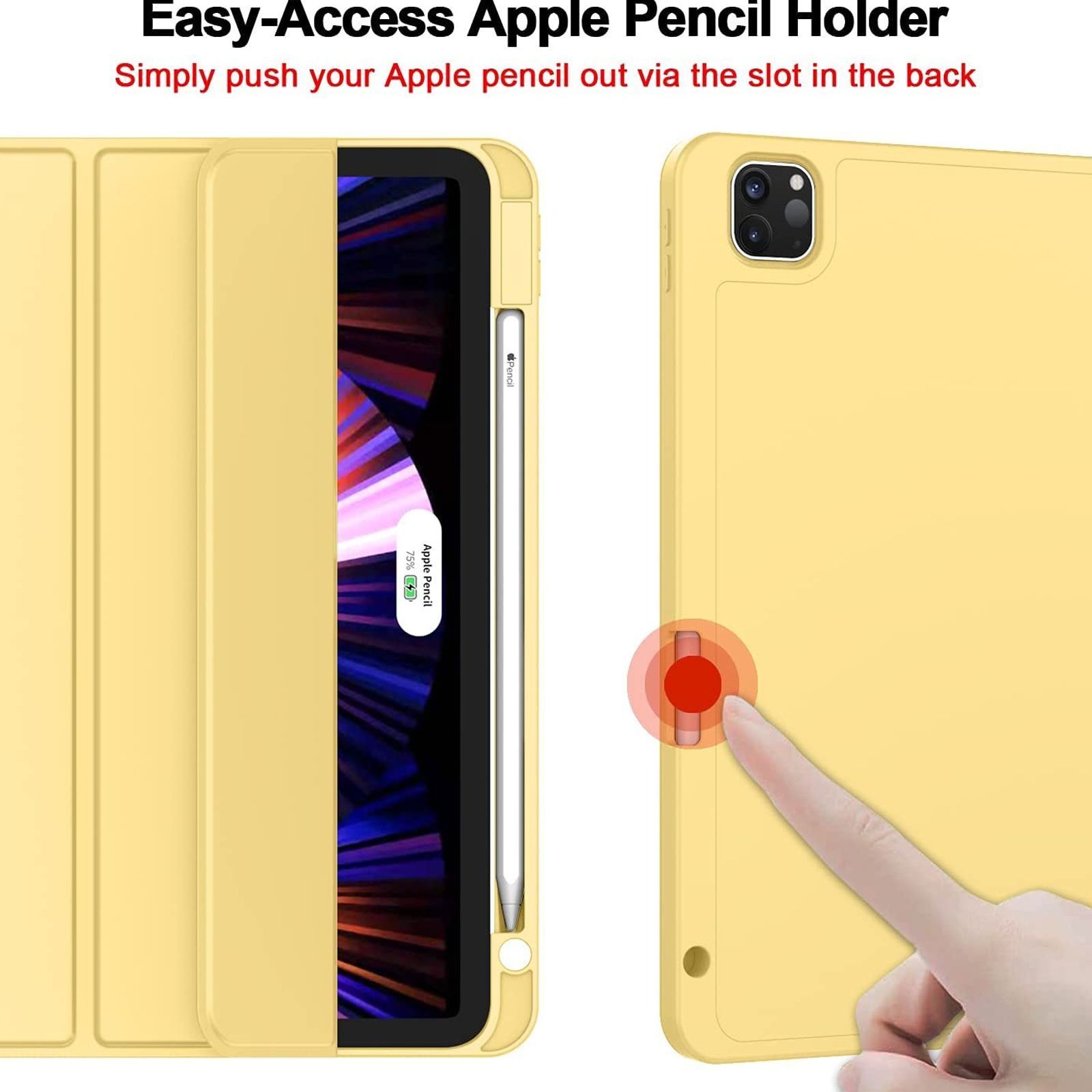 VAKU LUXOS Stallion Trifold Polyurethane Leather, Silicone Flip Cover for Apple iPad Pro 11 Inch, iPad Air (4th Gen) (Wireless Charging Support, Yellow)_9