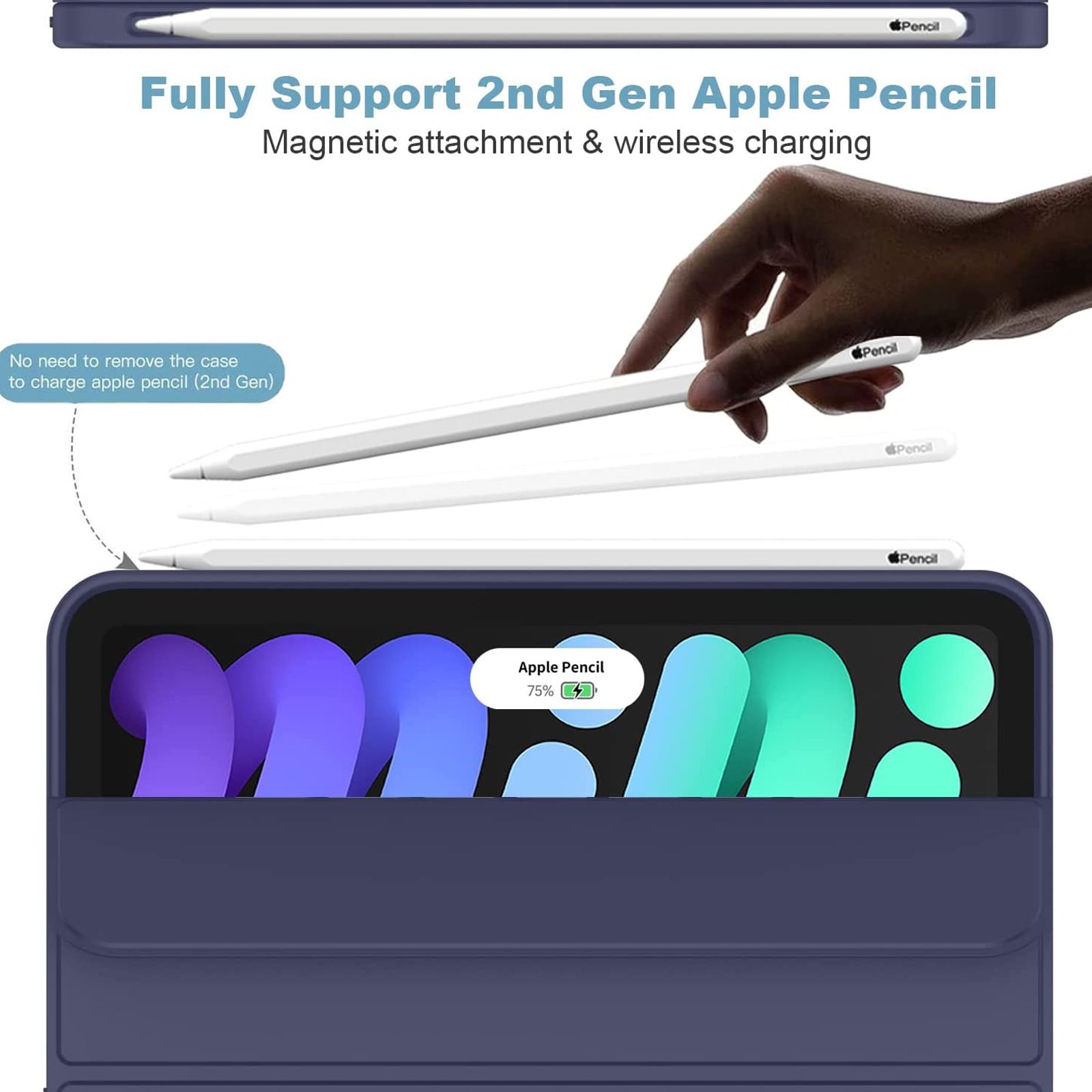 Vaku Stallion Trifold TPU Flip Cover for Apple iPad Mini (6th Gen) (Wireless Charging Support, Blue)_5