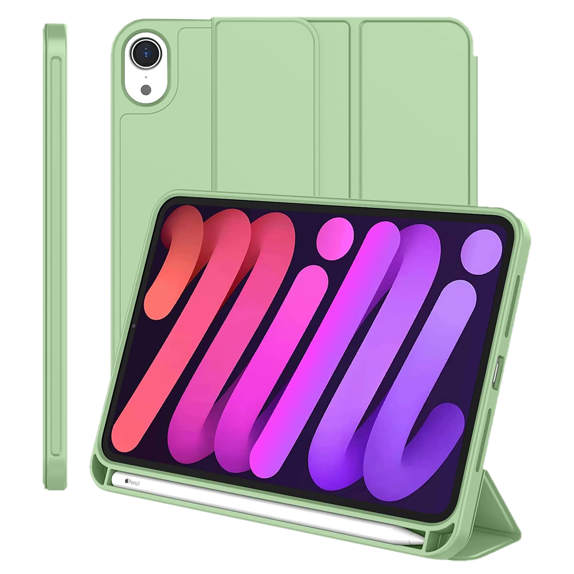 Vaku Stallion Trifold TPU Flip Cover for Apple iPad Mini (6th Gen) (Wireless Charging Support, Green)_1