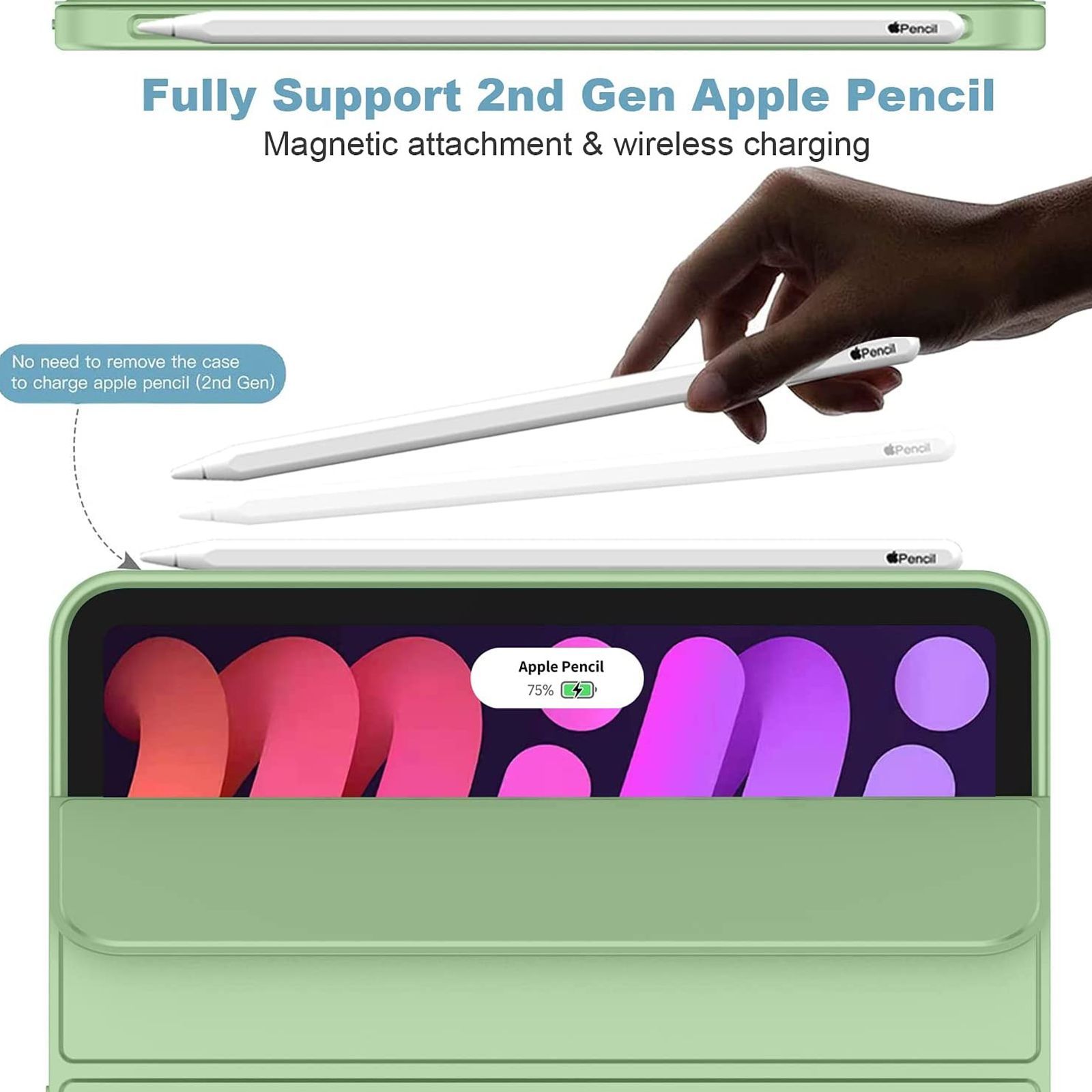 Vaku Stallion Trifold TPU Flip Cover for Apple iPad Mini (6th Gen) (Wireless Charging Support, Green)_5