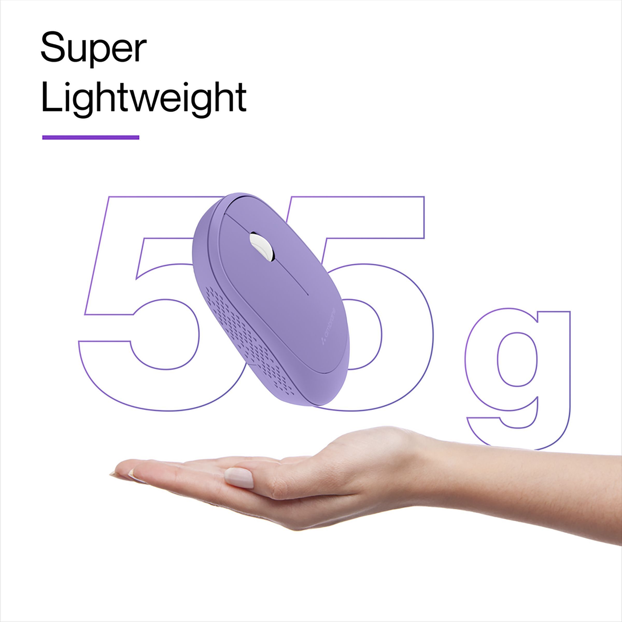 ambrane SliQ Wireless Optical Mouse with Silent Click Buttons (1200 DPI, Sleek Design, Purple)_5