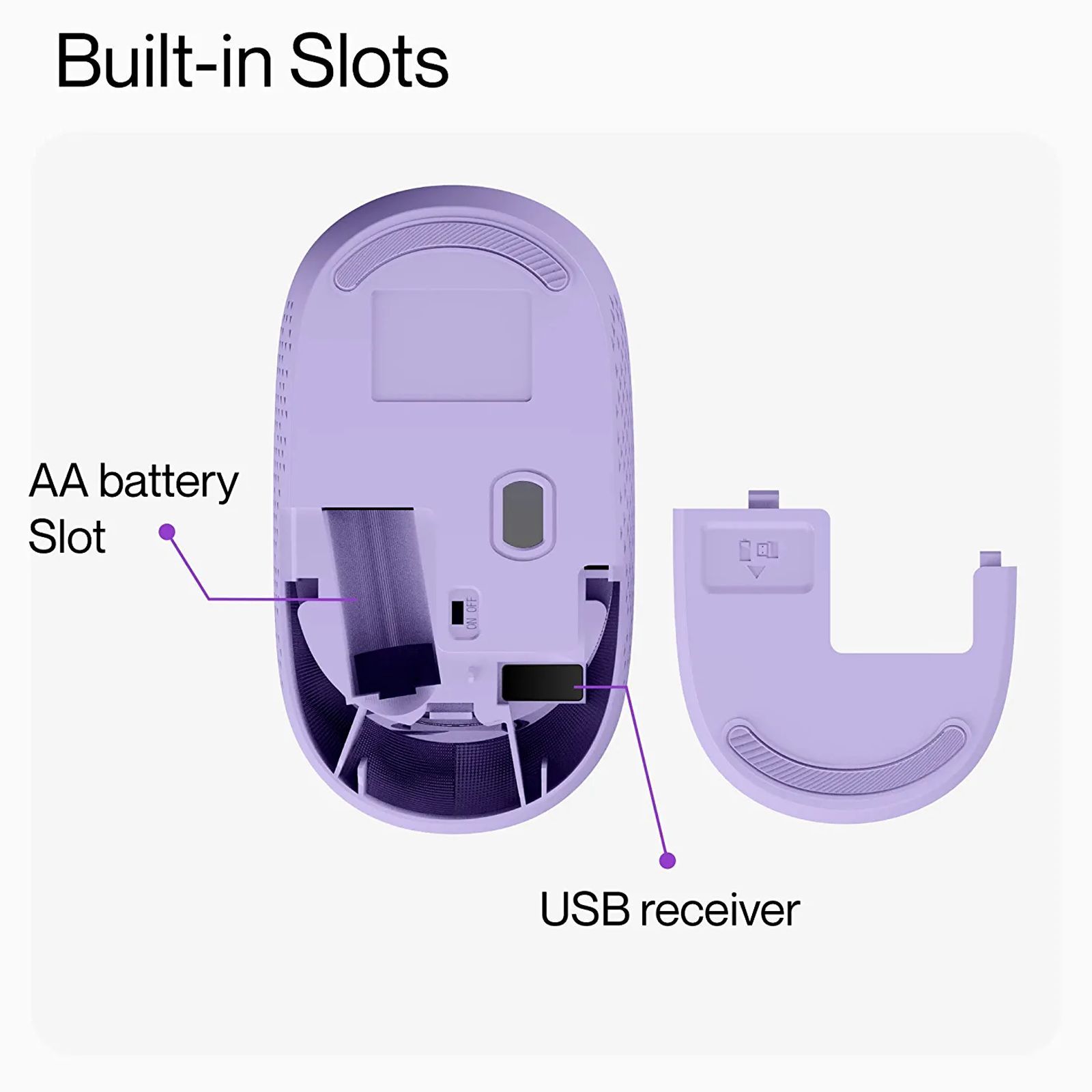 ambrane SliQ Wireless Optical Mouse with Silent Click Buttons (1200 DPI, Sleek Design, Purple)_9