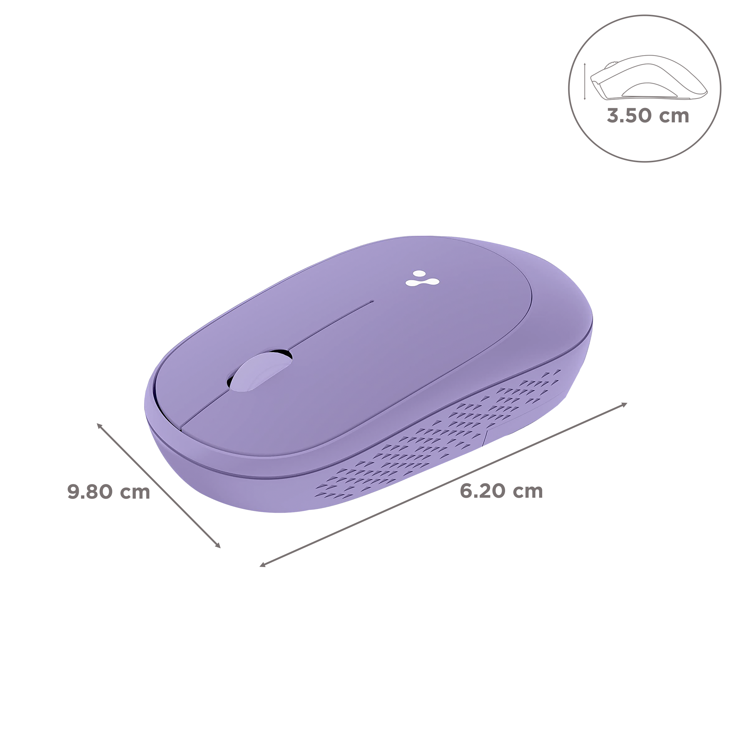 ambrane SliQ Wireless Optical Mouse with Silent Click Buttons (1200 DPI, Sleek Design, Purple)_3