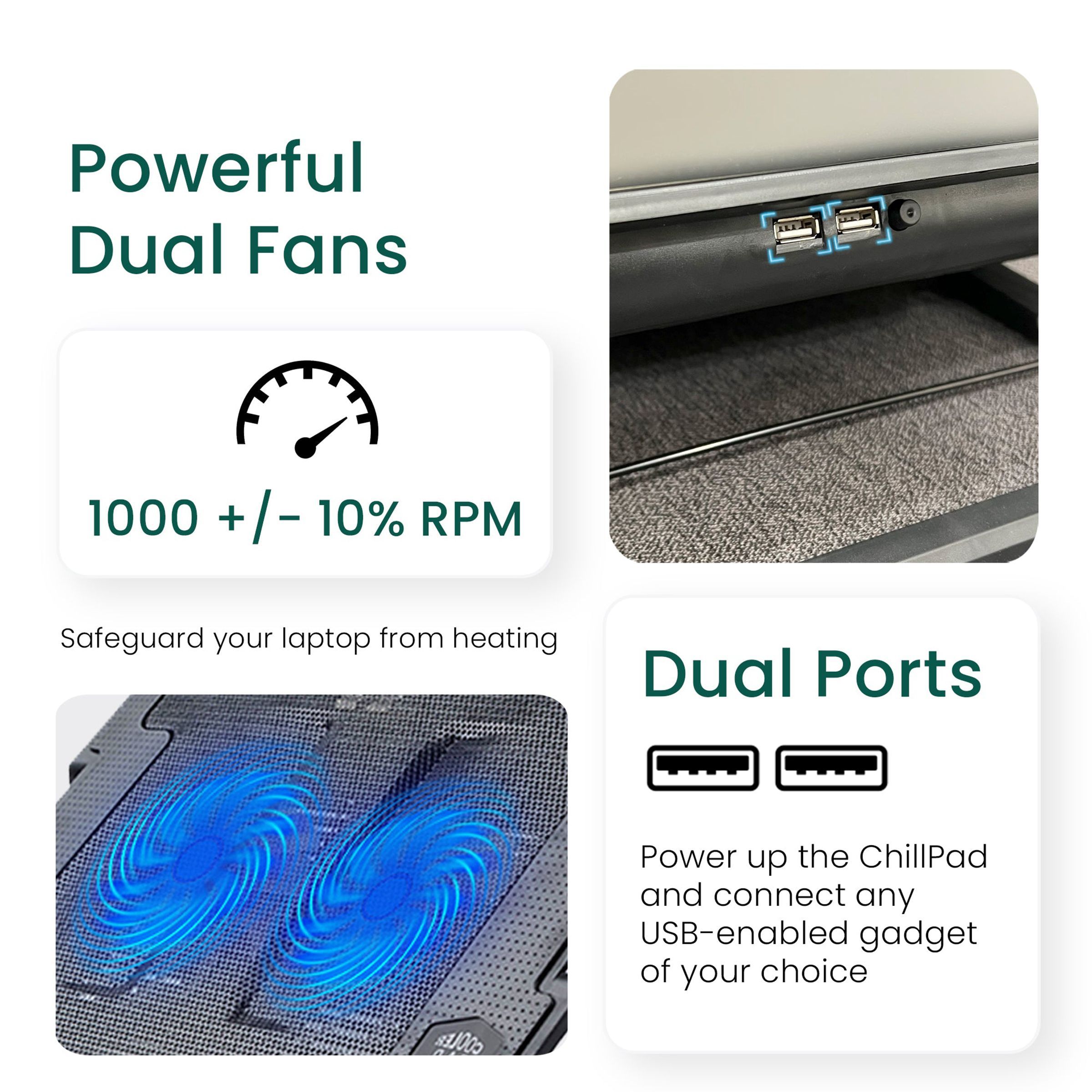 ambrane ChillPad Stand with Cooling Fan for 15.6 inch Laptops (Adjustable Height and Angles, Black)_2