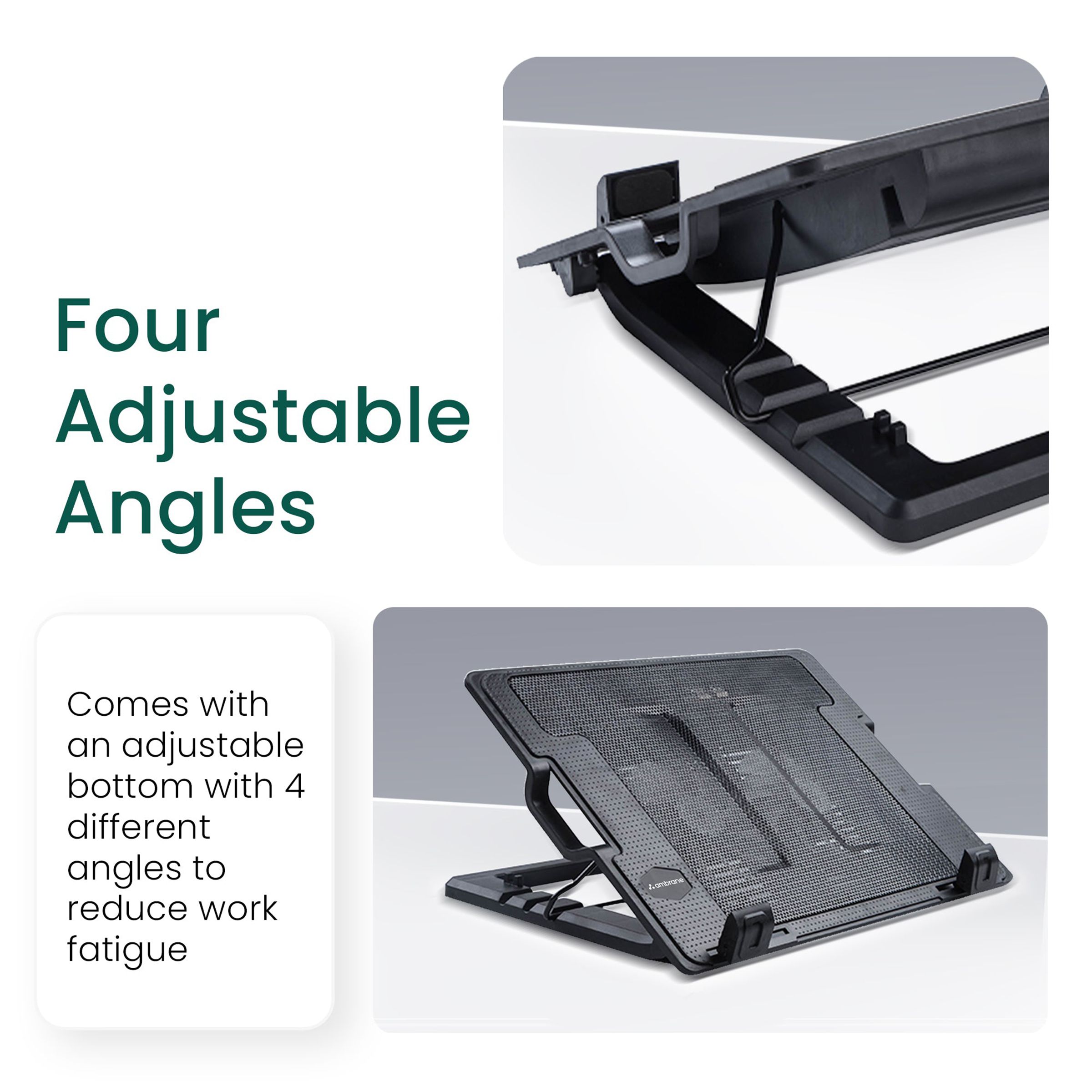 ambrane ChillPad Stand with Cooling Fan for 15.6 inch Laptops (Adjustable Height and Angles, Black)_3