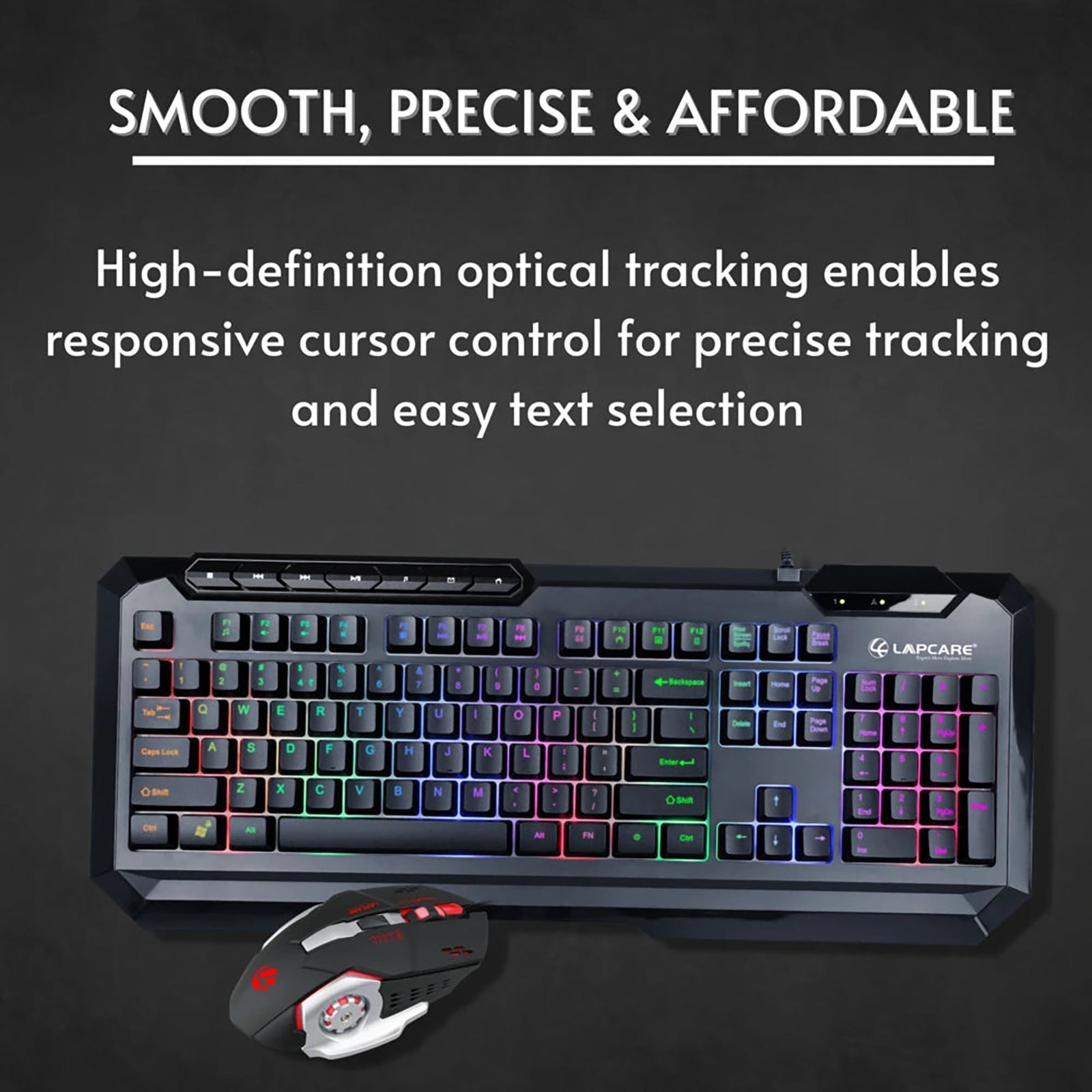 LAPCARE Champ LGC-003 Wired Gaming Keyboard & Mouse Combo (111 Keys, 3600 DPI Adjustable, Multimedia Shortcut Keys, Black)_5