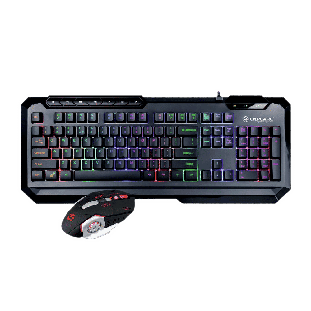 LAPCARE Champ LGC-003 Wired Gaming Keyboard & Mouse Combo (111 Keys, 3600 DPI Adjustable, Multimedia Shortcut Keys, Black)_2
