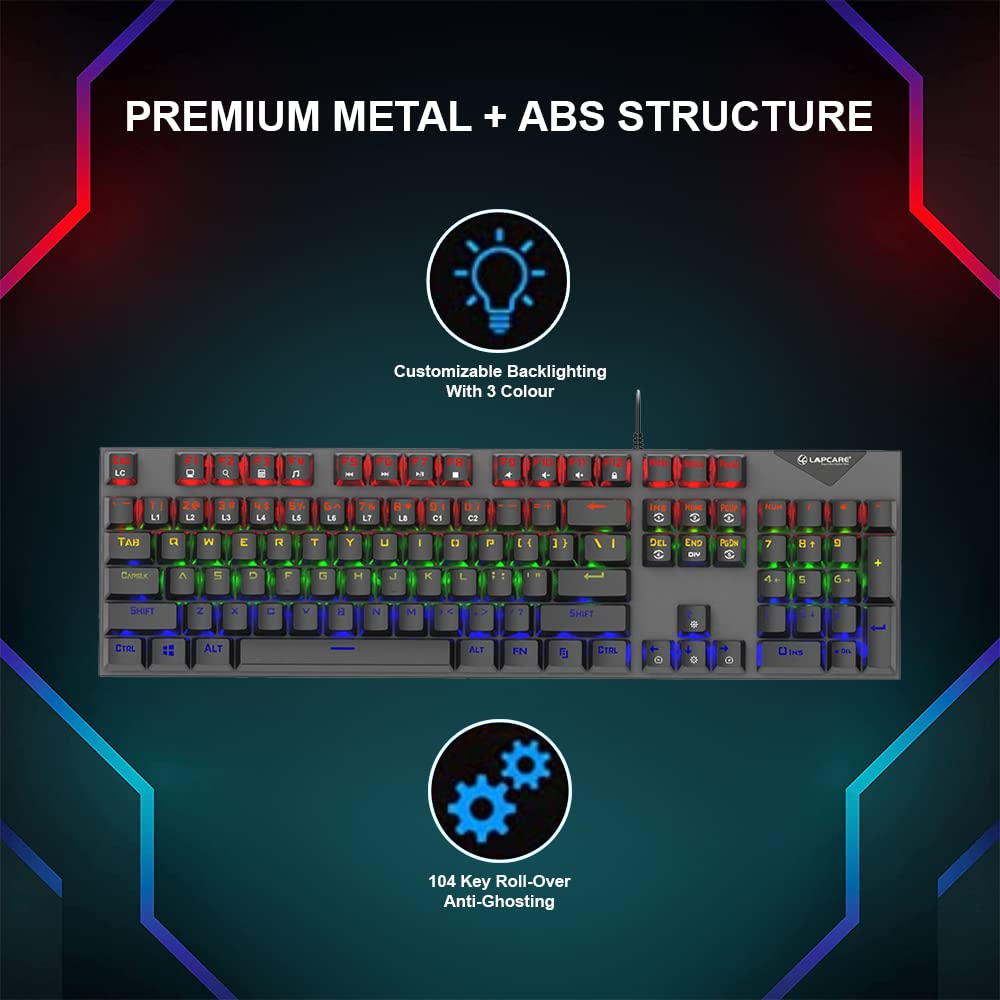 LAPCARE Champ LGK-105 Wired Gaming Keyboard with Backlit Keys (Spillproof, Black)_10