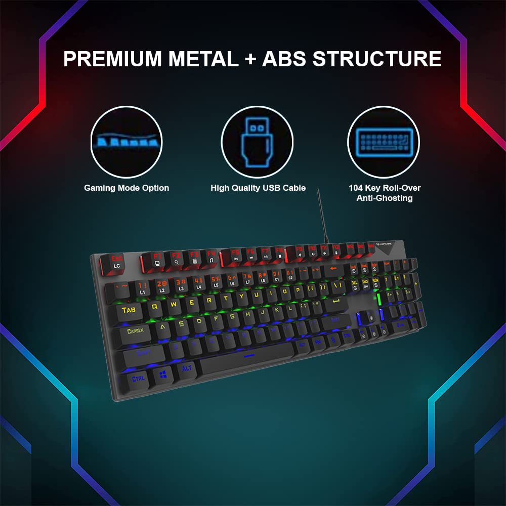 LAPCARE Champ LGK-105 Wired Gaming Keyboard with Backlit Keys (Spillproof, Black)_8