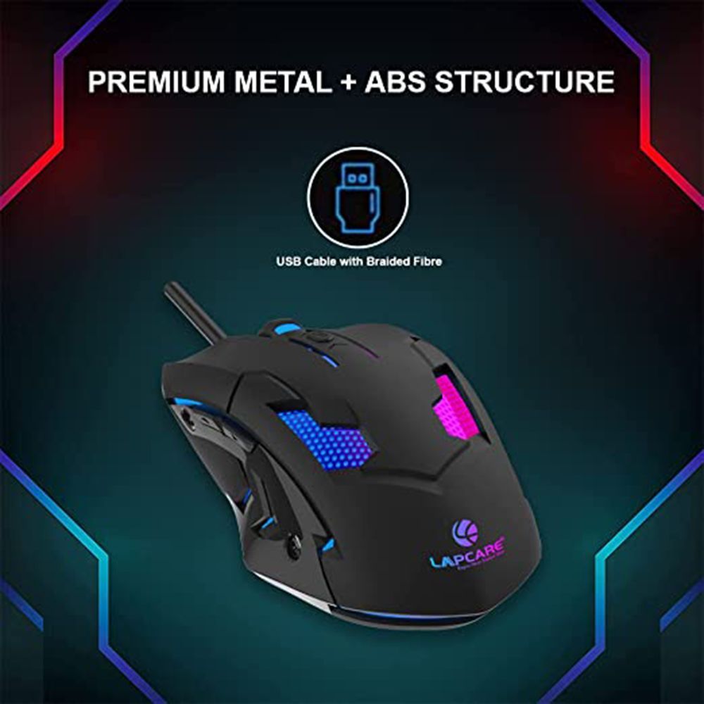 LAPCARE Champ LGM-100 Wired Gaming Mouse (3600 DPI Adjustable, Ergonomic Design, Black) LAPCARE Champ LGM-100 Wired Gaming Mouse (3600 DPI Adjustable, Ergonomic Design, Black)_5
