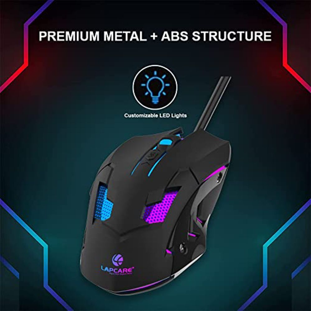 LAPCARE Champ LGM-100 Wired Gaming Mouse (3600 DPI Adjustable, Ergonomic Design, Black) LAPCARE Champ LGM-100 Wired Gaming Mouse (3600 DPI Adjustable, Ergonomic Design, Black)_4