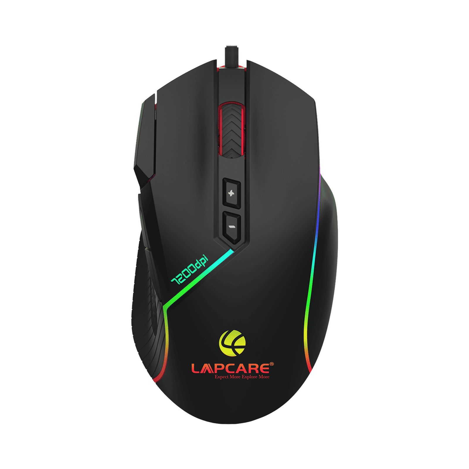 LAPCARE Champ LGM-108 Wired Optical Gaming Mouse (7200 DPI, Ergonomic Design, Black) LAPCARE Champ LGM-108 Wired Optical Gaming Mouse (7200 DPI, Ergonomic Design, Black)_1