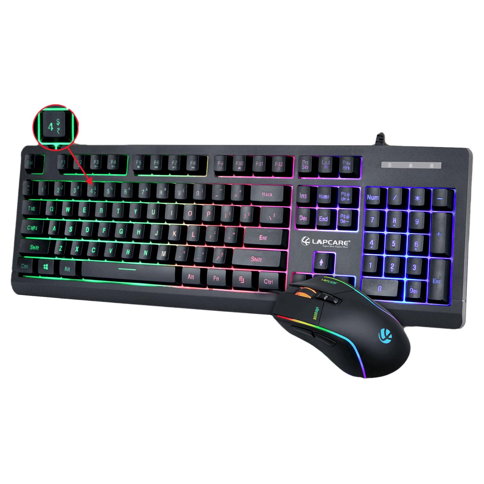 LAPCARE Champ LGC-012 Wired Gaming Keyboard and Mouse Combo (RGB Backlight, LKKBGC8018, Black)_2