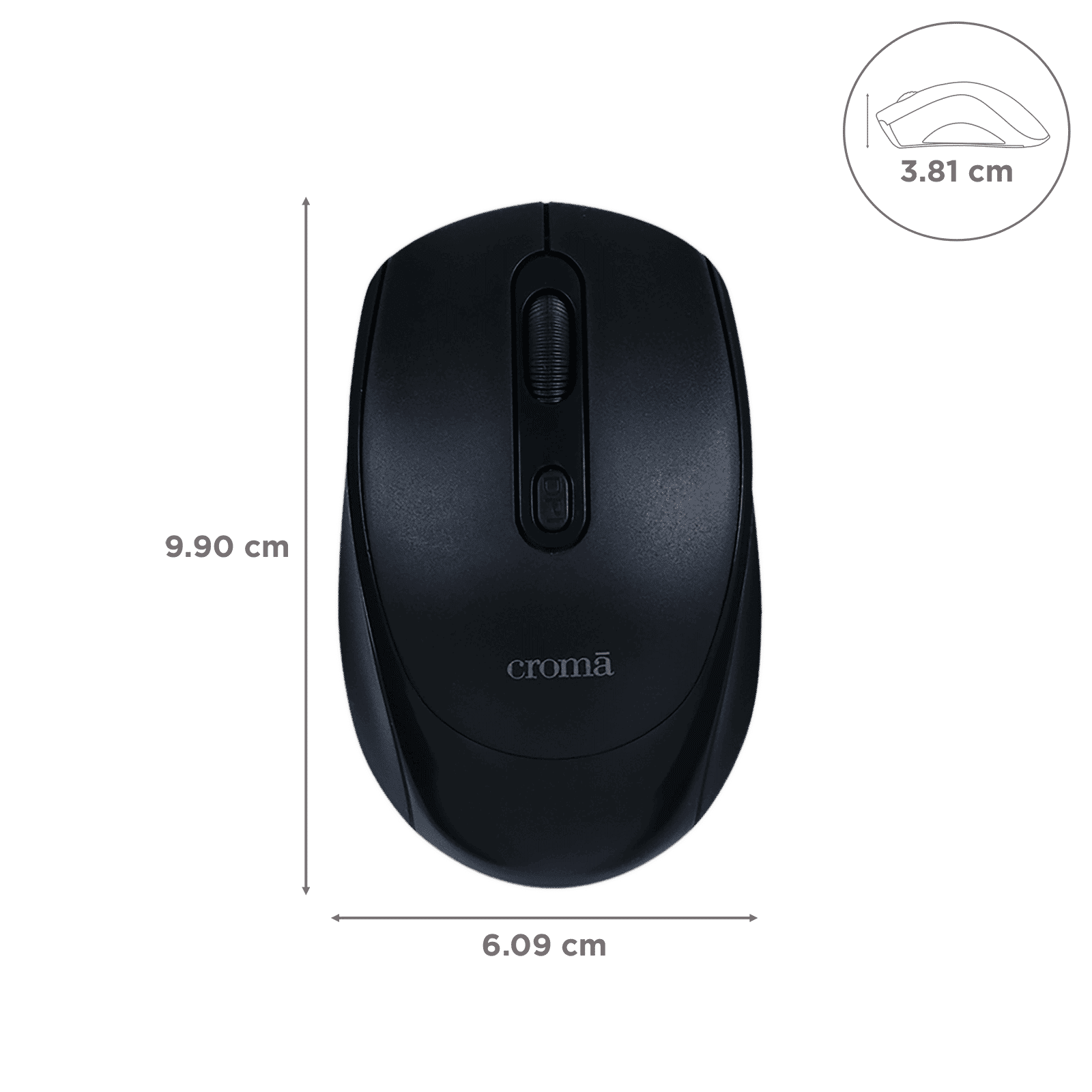 Croma 2.4 GHz Wireless Optical Mouse (Variable DPI Up to 1600, Compact & Lightweight Design, Black)_3