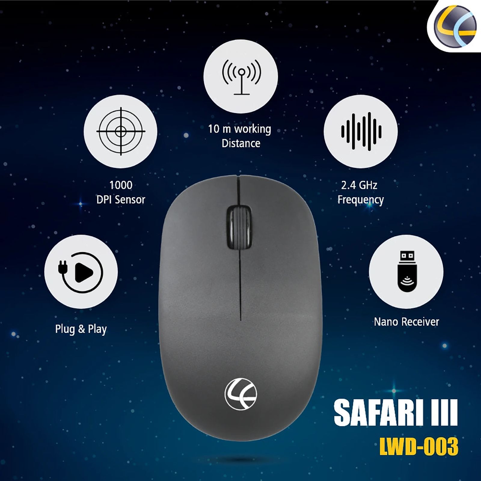 LAPCARE Safari III Wireless Optical Mouse (1600 DPI, Tested for 3 Million Clicks, Black) LAPCARE Safari III Wireless Optical Mouse (1600 DPI, Tested for 3 Million Clicks, Black)_7
